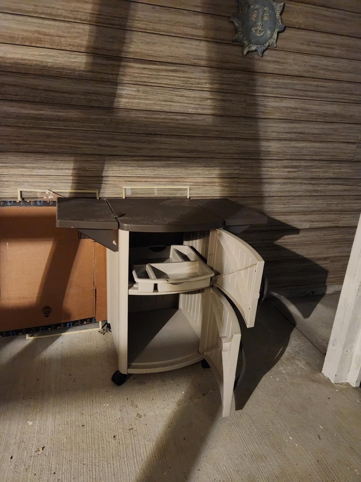 Suncast Outdoor Grilling Prep Station Table with Storage, Taupe/Brown customer photo 2