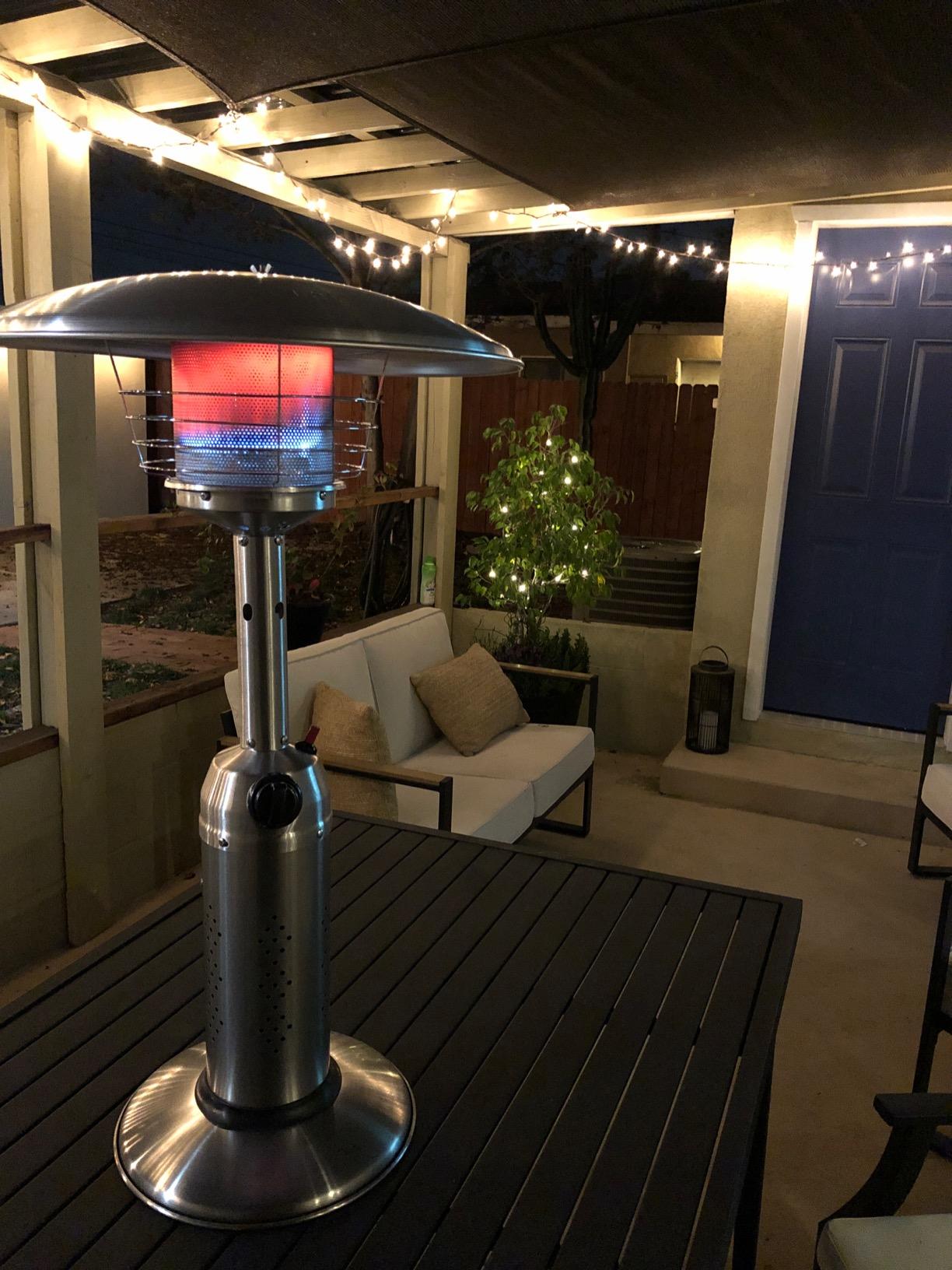 Fire Sense 60262 Portable Patio Heater Outdoor Tabletop Lightweight Propane 10,000 BTU Auto-Shutoff Valve CSA Approved - Stainless Steel customer photo 1