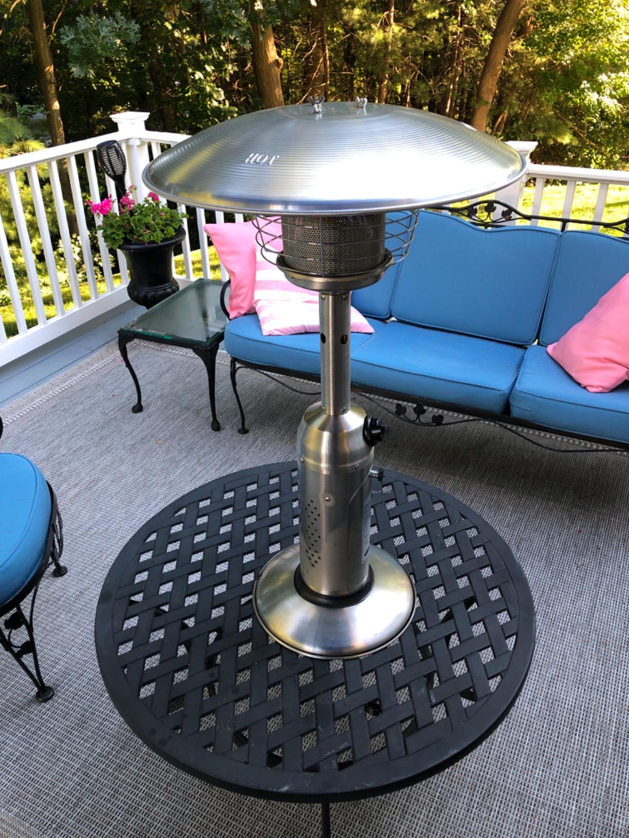 Fire Sense 60262 Portable Patio Heater Outdoor Tabletop Lightweight Propane 10,000 BTU Auto-Shutoff Valve CSA Approved - Stainless Steel customer photo 2