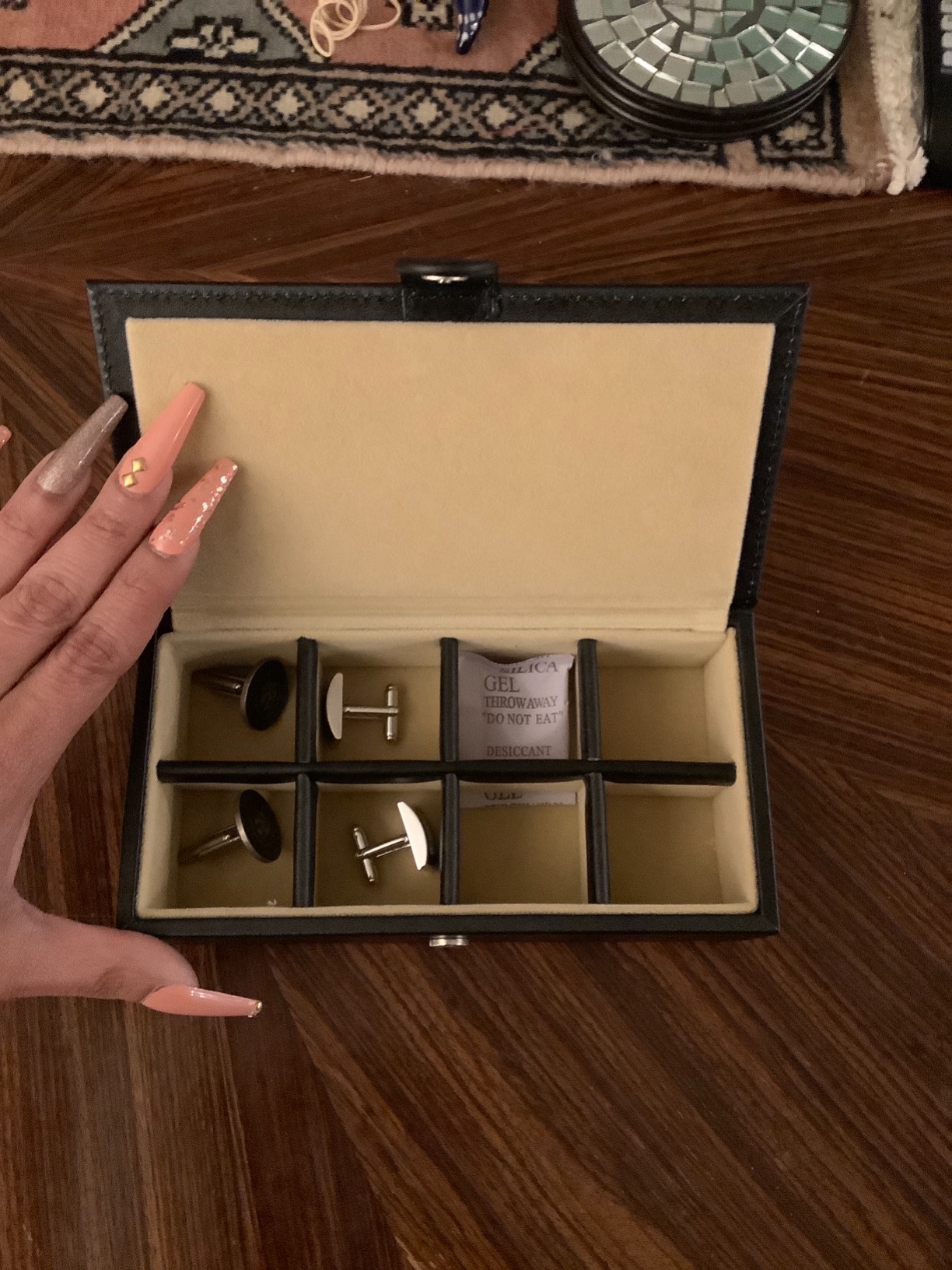 Cuff-Daddy Leather Travel Cufflinks and Rings Storage Box Case for 8 Pairs - Cufflinks Holder Display Jewelry Case - 6 1/4