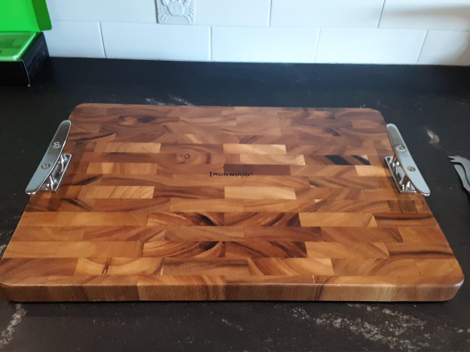 Ironwood Gourmet Large End Grain Prep Station Acacia Wood Cutting Board, 14 x 20-Inch, Brown customer photo 2