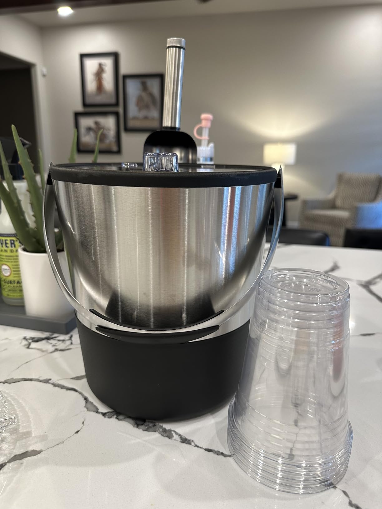 Oggi Insulated Ice Bucket, 4 Quart / 3.8 L, Stainless Steel, Black customer photo 1