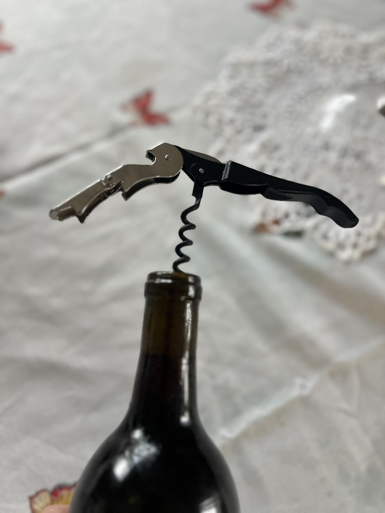 Chef Craft Select Waiters Corkscrew with Foil Cutter and Bottle Opener, 5 inches in Length, Stainless Steel/Black customer photo 2