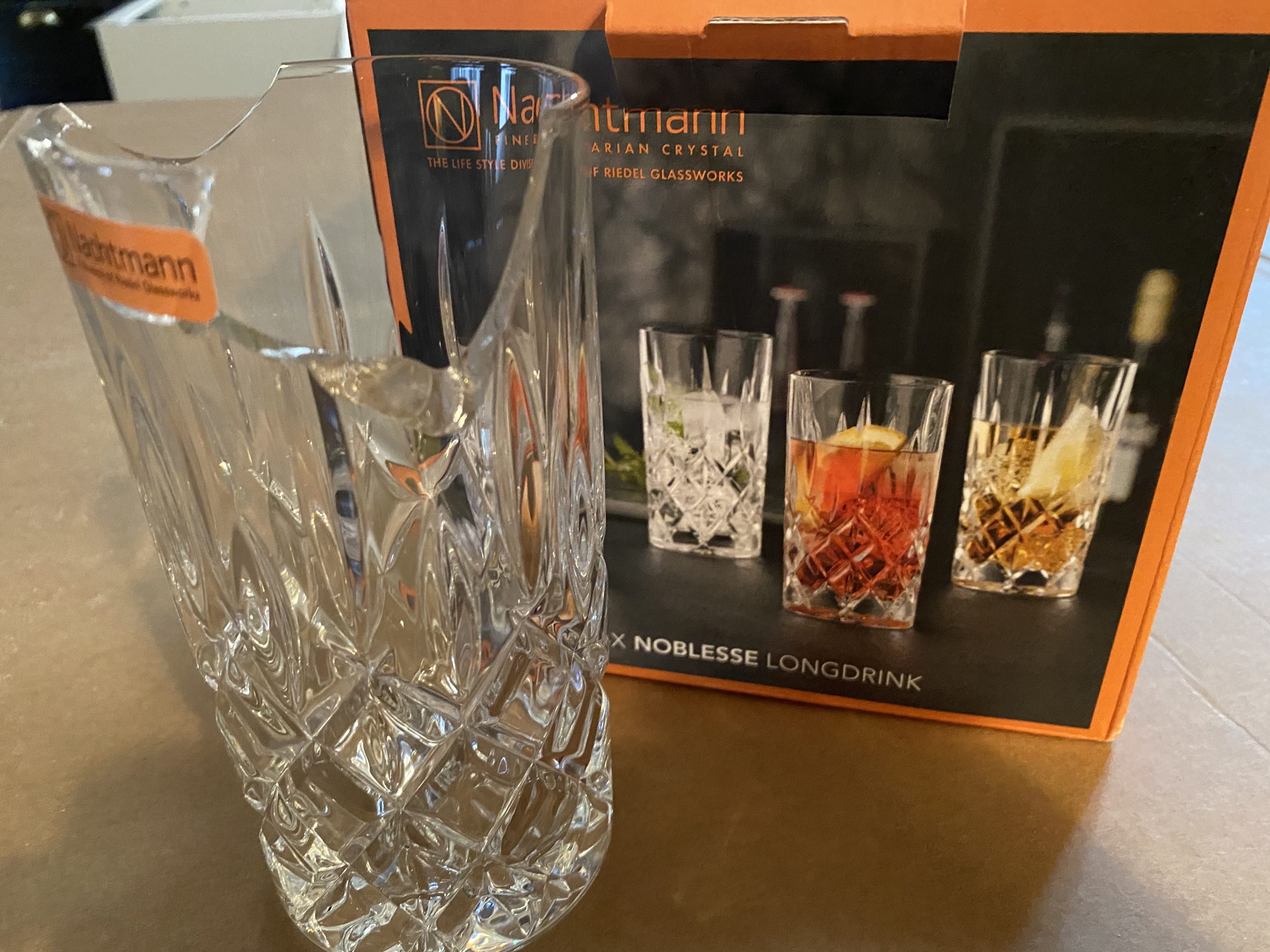 Nachtmann Noblesse 13 oz Crystal Glass Long Drink, Set of 4 - 6 inch Cut Crystal Lead-Free Highball Glasses for Cocktails, Sparkling Drinks and Beverages - Machine-Made Barware for Tabletop Use customer photo 1