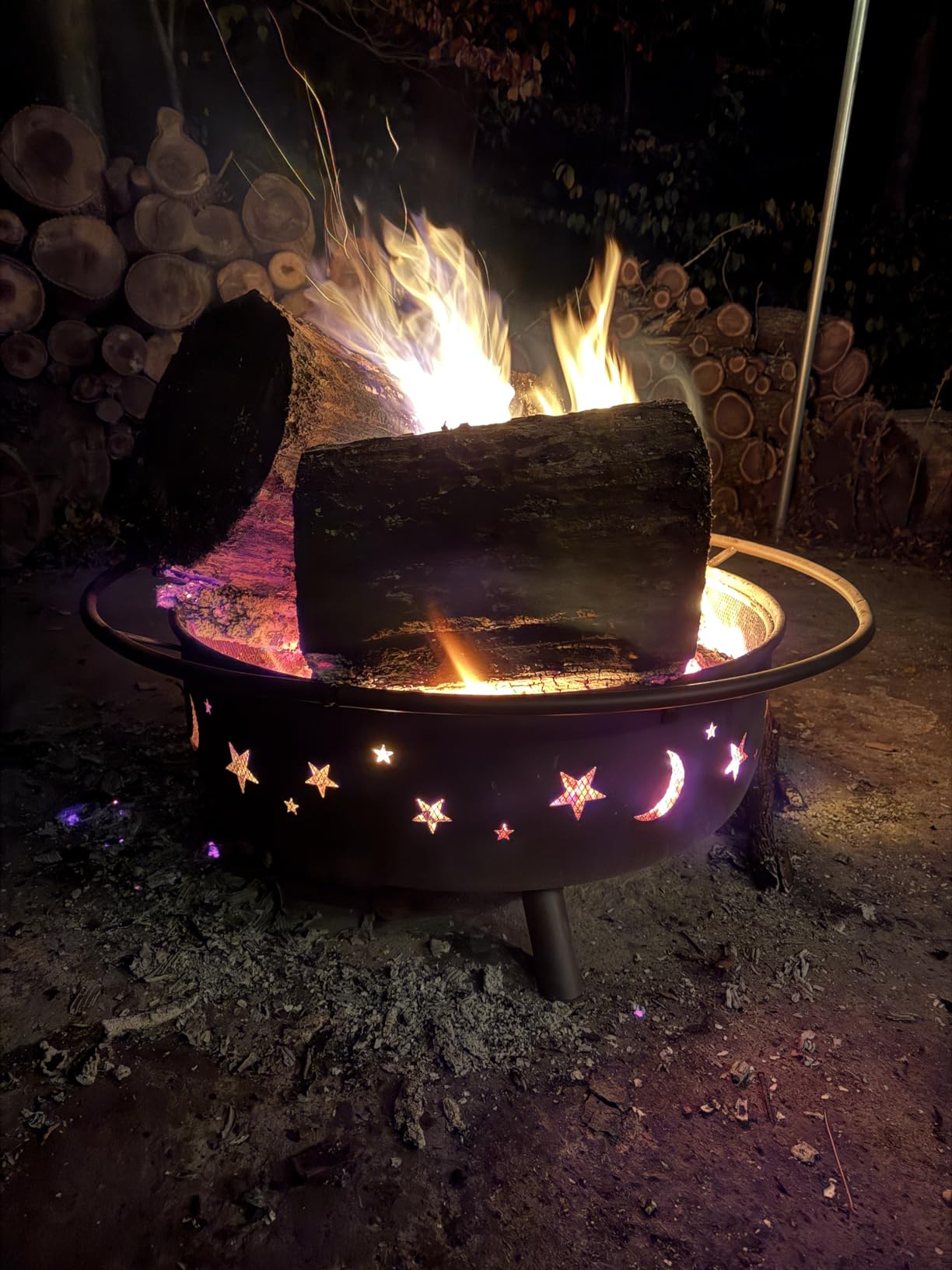 Sunnydaze Cosmic Steel Large 42-Inch Outdoor Fire Pit with Grill Grate, Spark Screen and Poker customer photo 2