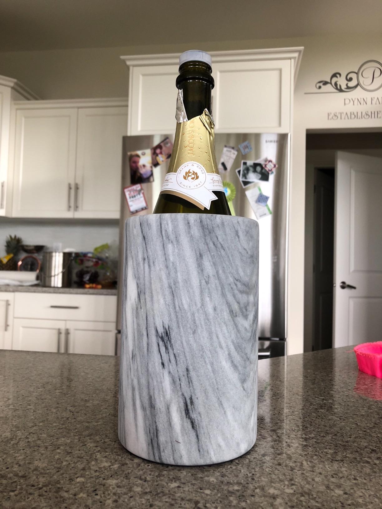 Creative Home Natural Black Marble Wine Cooler Champagne Chiller Kitchen Utensil Flatware Holder Organizer, 4-1/8