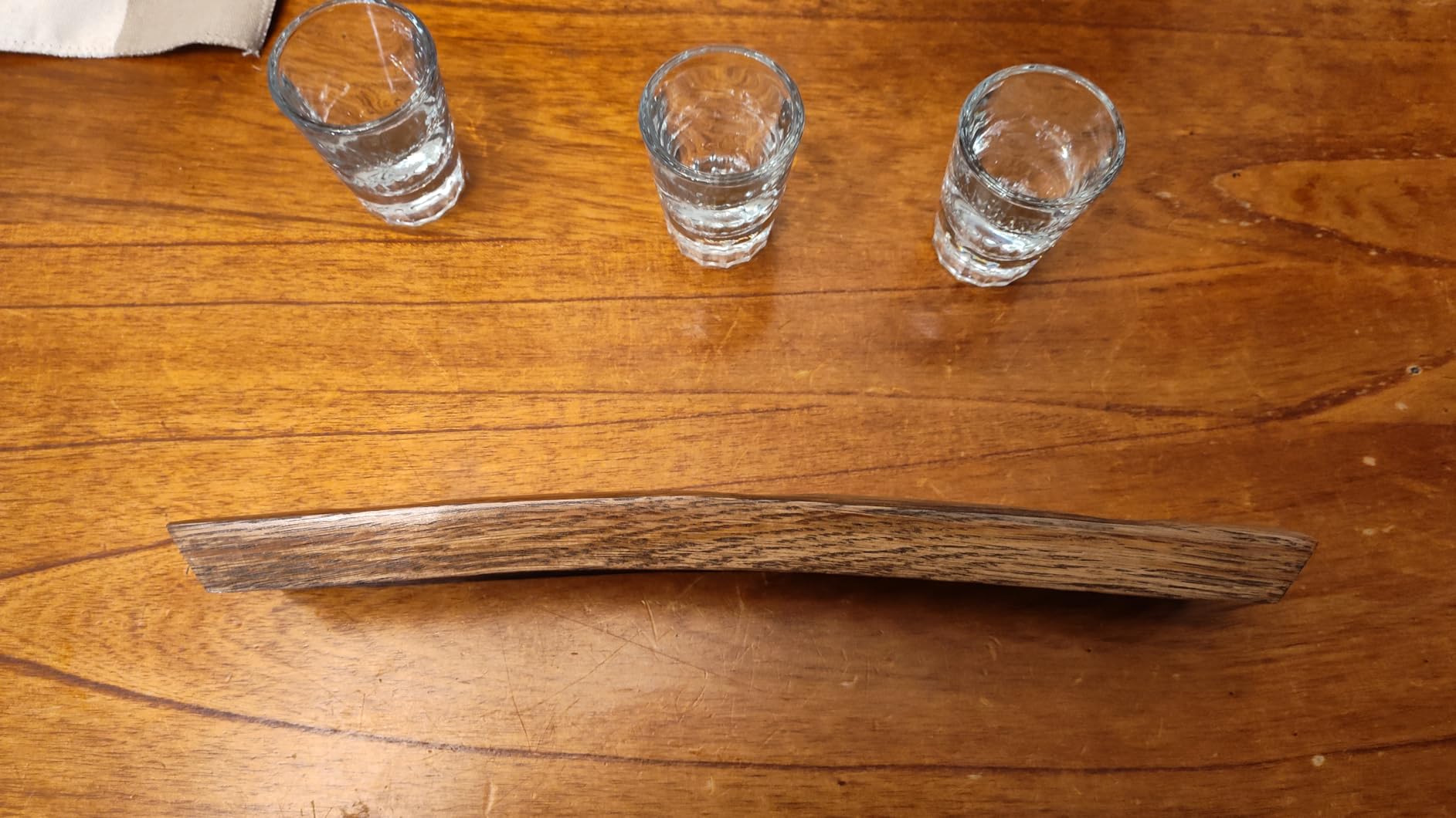 Barrel Stave 3 Glass Tasting Flight Board or Serving Tray, 2 Oz Glasses Included - Dark Walnut | Whiskey Flight Board customer photo 1
