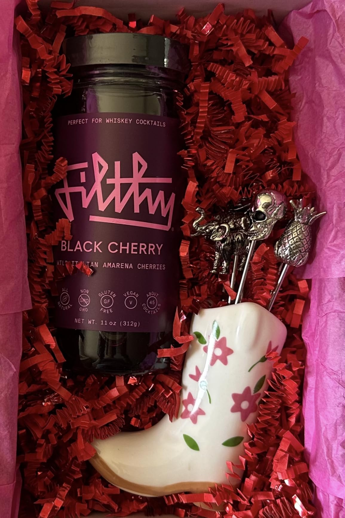 Filthy Cocktail Amarena Black Cherries, Premium Cocktail Garnish, All Natural Wild Italian Amarena Black Cherry, Non-GMO, Gluten Free, Vegan, Slow-Cooked, 11 Oz Jar, 45 Cherries customer photo 1