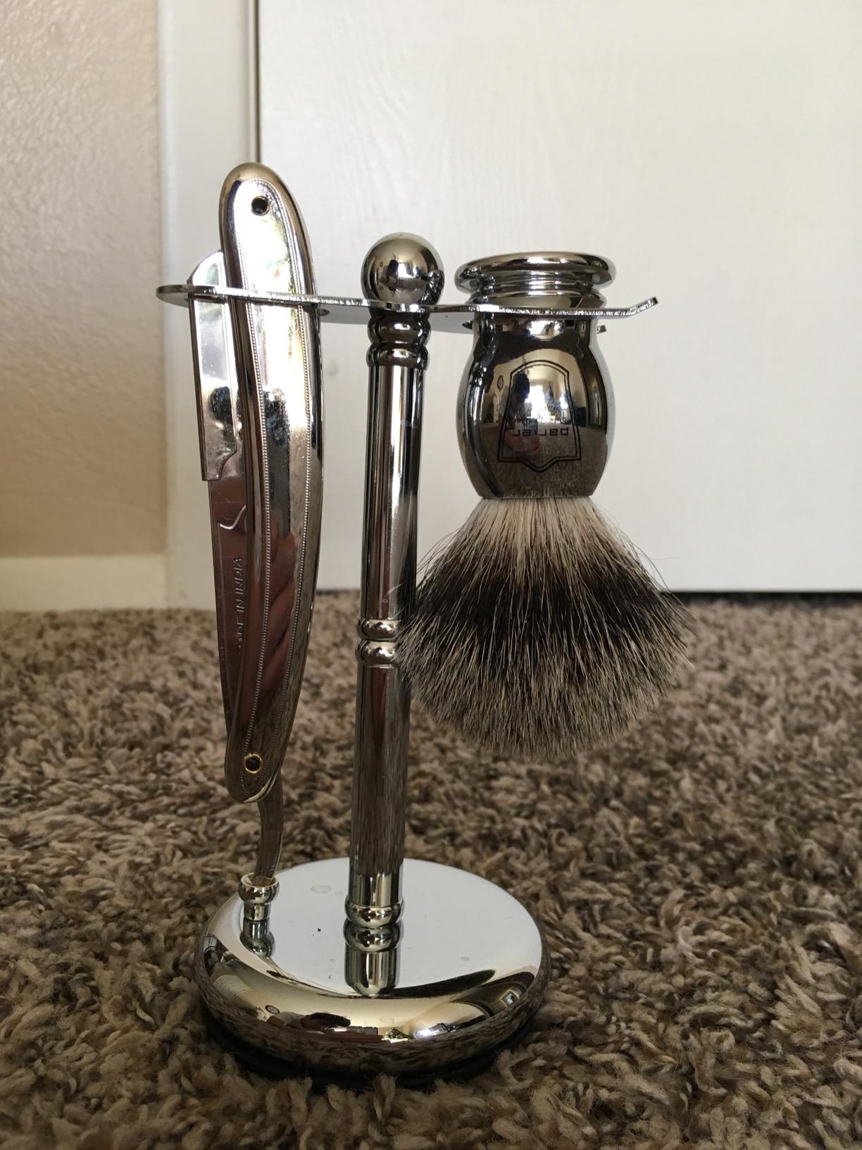 Parker SR1 Classic Straight Razor Set for the Ultimate Wet Shave - Includes 100% Pure Badger Brush, Chrome Stand & 100 Premium Stainless Steel Blades - Barber-Quality Grooming Kit for Men customer photo 2