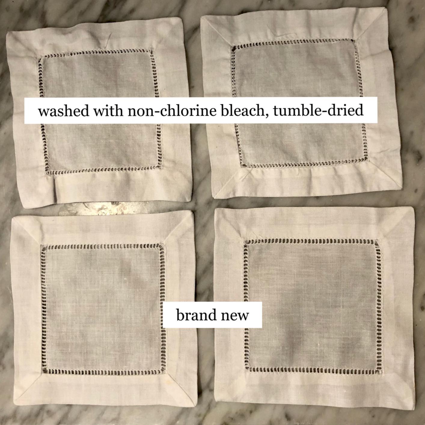 Bumblebee Linens White Linen Hemstitched Cocktail Napkins - 1 Dozen 6 X 6 - Ladder Hem Stitch Cloth Napkin Coasters customer photo 1