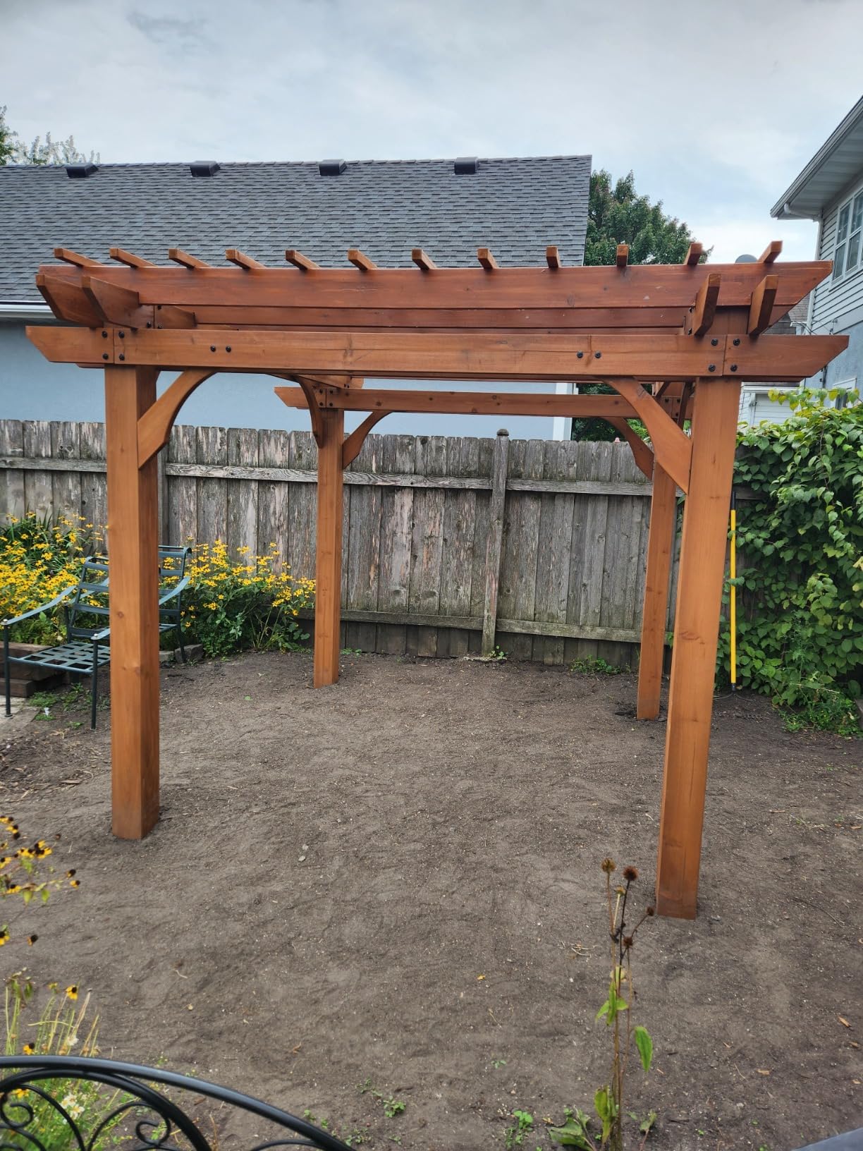 Backyard Discovery Beaumont 12' x 10' Traditional Cedar Wood Pergola Kit with Trellis Roof, All-Season Durability, High-Wind Rating, PowerPort, Shade for Outdoor Patio, Deck, Garden, and Entertaining customer photo 1