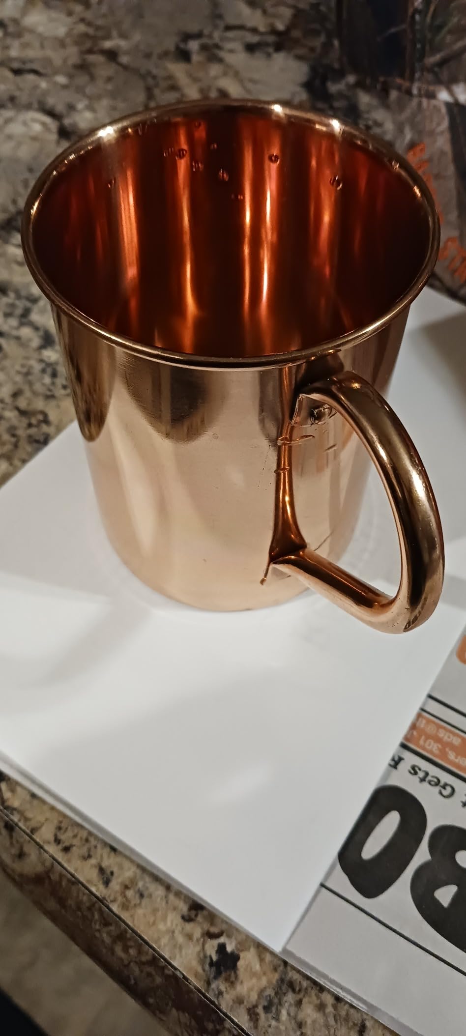Copper Mules PURE Copper Mug RAW Copper Interior Ideal for Ayurvedic Health Benefits and Moscow Mules - Hand Hammered Finish - Authentic and Strong Riveited Handle - Holds 16oz customer photo 1