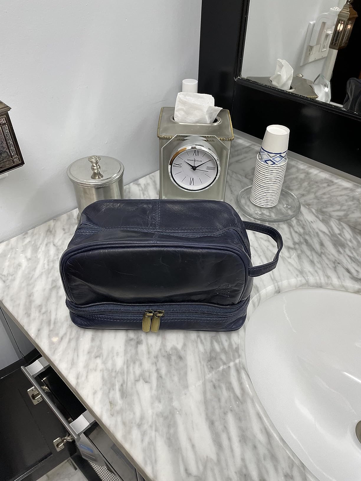 RUSTIC TOWN Leather Toiletry Bag - Waterproof Ditty Kit for Men and Women, Travel Organizer for Full-Size Essentials, TSA Approved customer photo 2