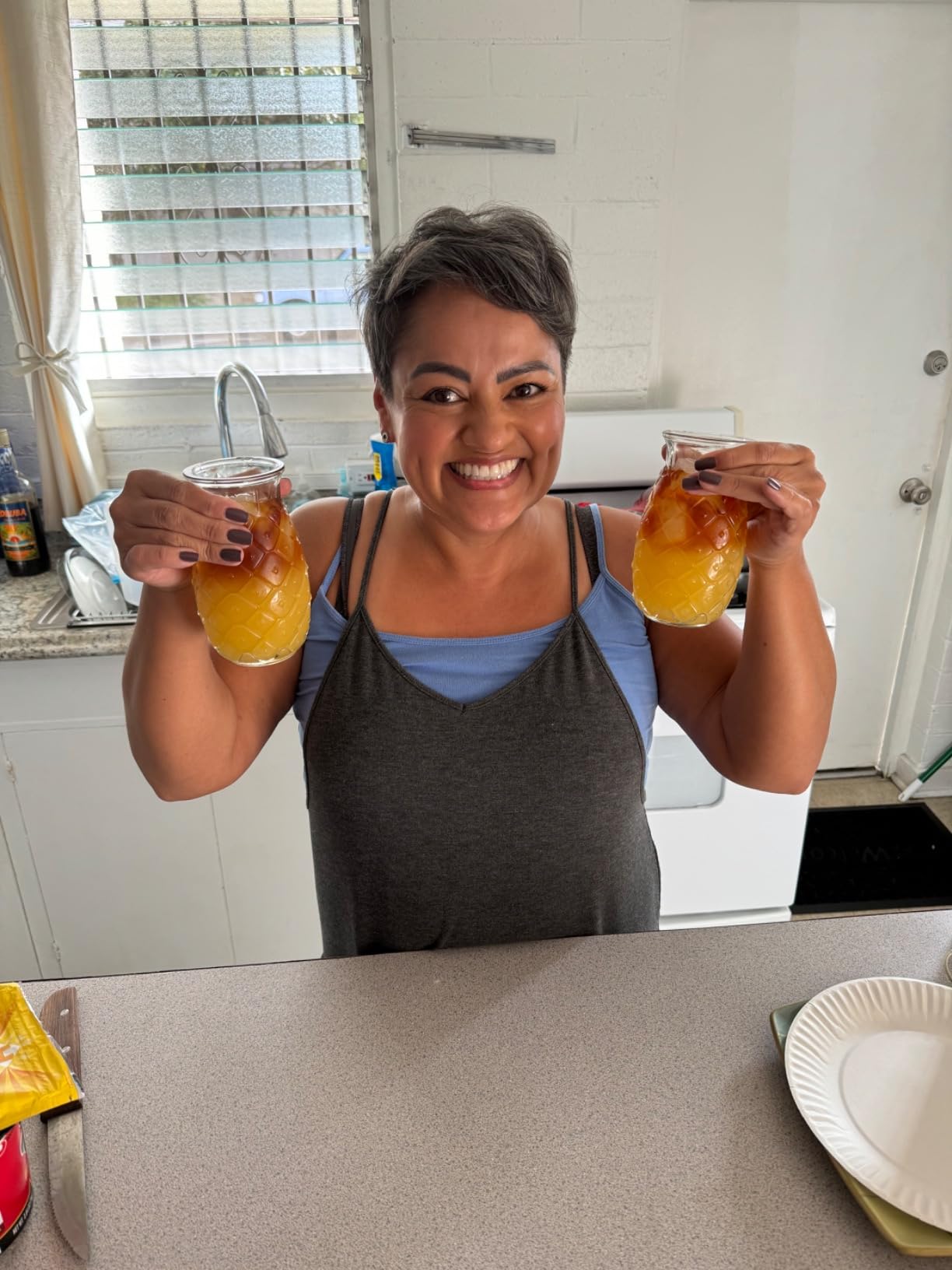 Libbey Tiki Pineapple Glasses Set of 4, Tropical, Textured 17 Ounce Tiki Glasses for Cocktails, Fun Mixed Drink Pineapple Cups for Luau, Summer Parties customer photo 1