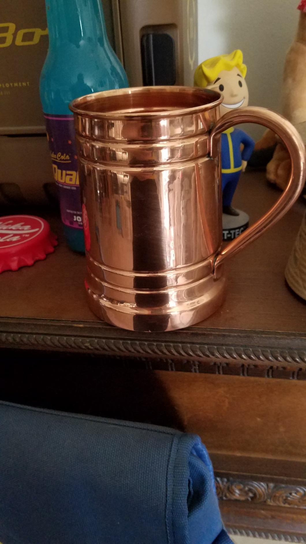 PURE COPPER BEER MUG - Unique Tankard Look - Handmade 100% Pure Copper Beer Stein - Solid, No Lining - Polished Inside & Out - 18 oz - Ice Cold Beer, Moscow Mules, & Recipes E-book customer photo 1
