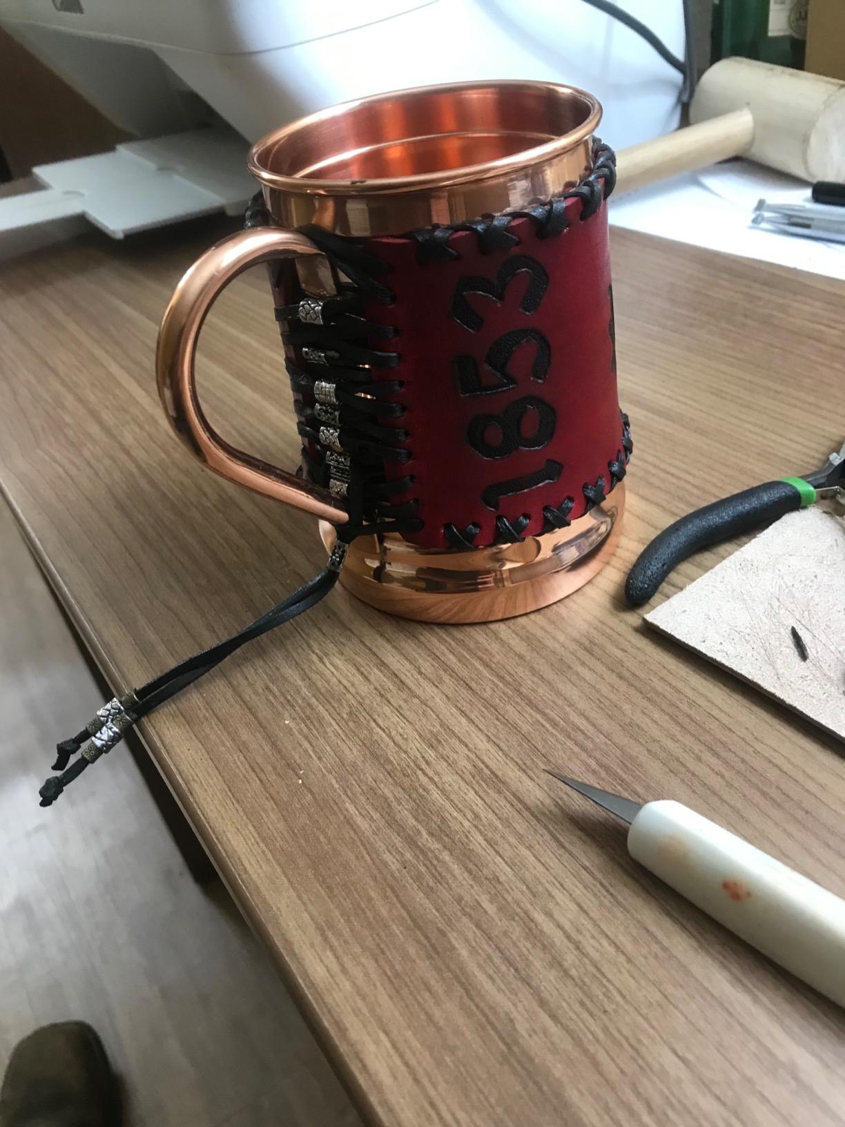 PURE COPPER BEER MUG - Unique Tankard Look - Handmade 100% Pure Copper Beer Stein - Solid, No Lining - Polished Inside & Out - 18 oz - Ice Cold Beer, Moscow Mules, & Recipes E-book customer photo 2