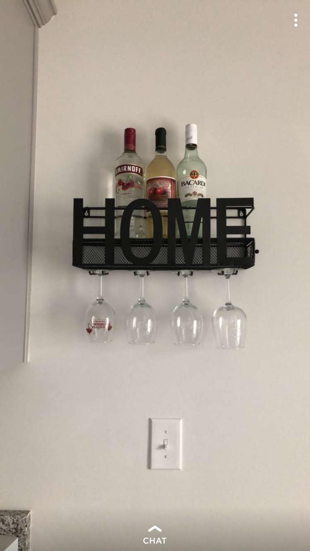 Wall Mounted Metal Wine Rack - Wine Rack Wall Mount Wine Bottle Holder 4 Long Stem Glass Holder & Wine Cork Storage Home customer photo 2