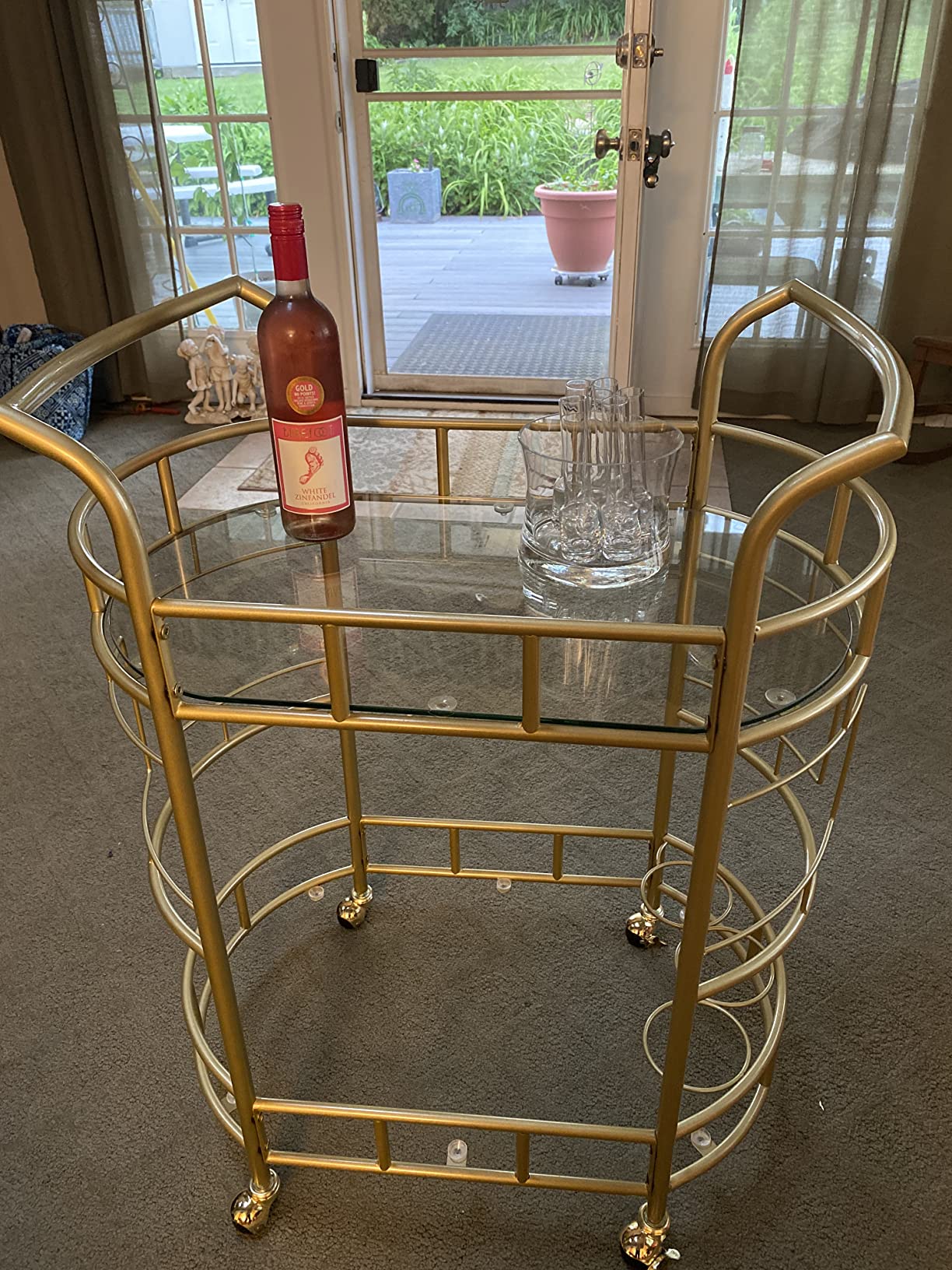Silverwood Sinclair 2 Tier Metal and Glass Bar Cart, Gold customer photo 1