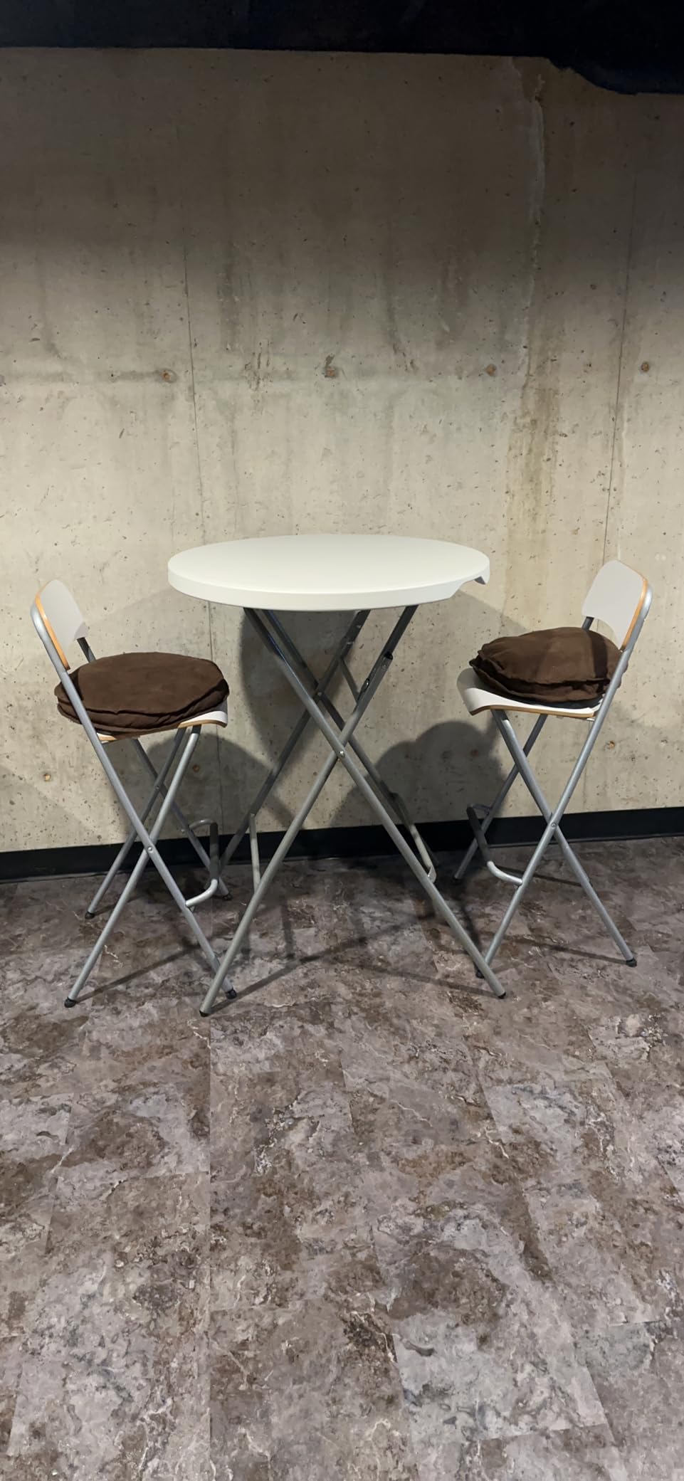 Best Choice Products 32in Bar Height Folding Table, Round Indoor Outdoor Accessory for Patio, Backyard, Dining Room, Events, Metal Frame, Locking Legs, 330lb Capacity - White customer photo 2