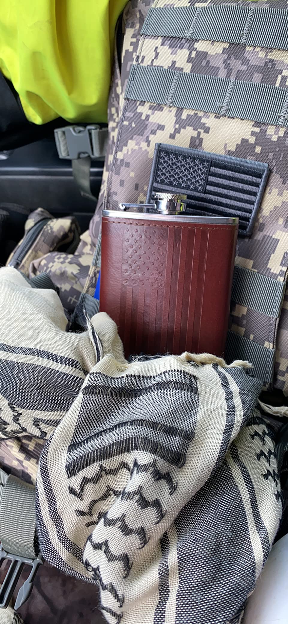 Leather American Flag Hip Flask - Leak Proof Food Grade Stainless Steel for Whiskey or Bourbon Liquor | Bonus Funnel (USA 8 Ounce Flask, Brown Leather Wrap) customer photo 2