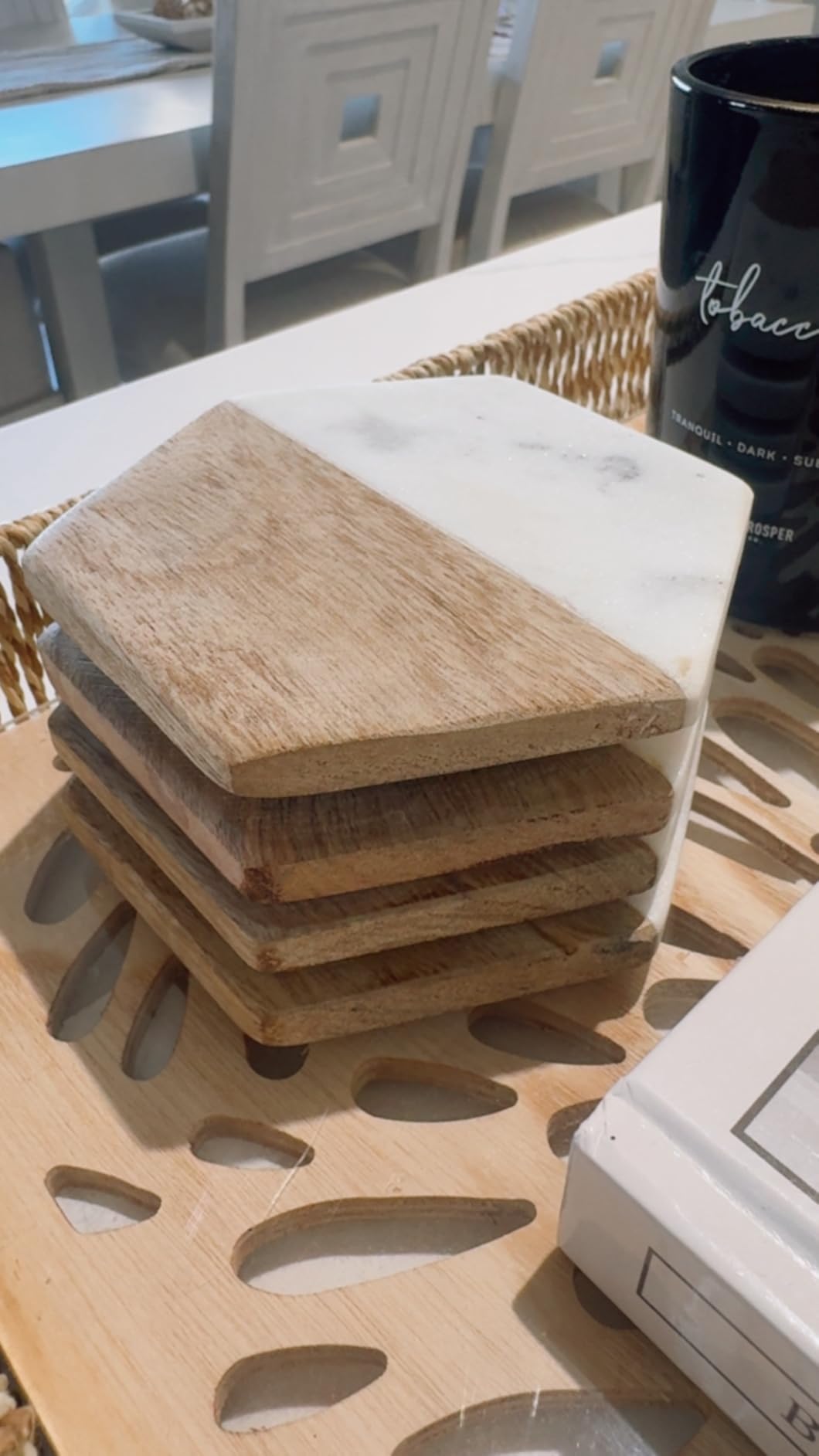 Creative Co-op Marble & Mango Wood Hexagon Coasters (Set of 4 Pieces) customer photo 1