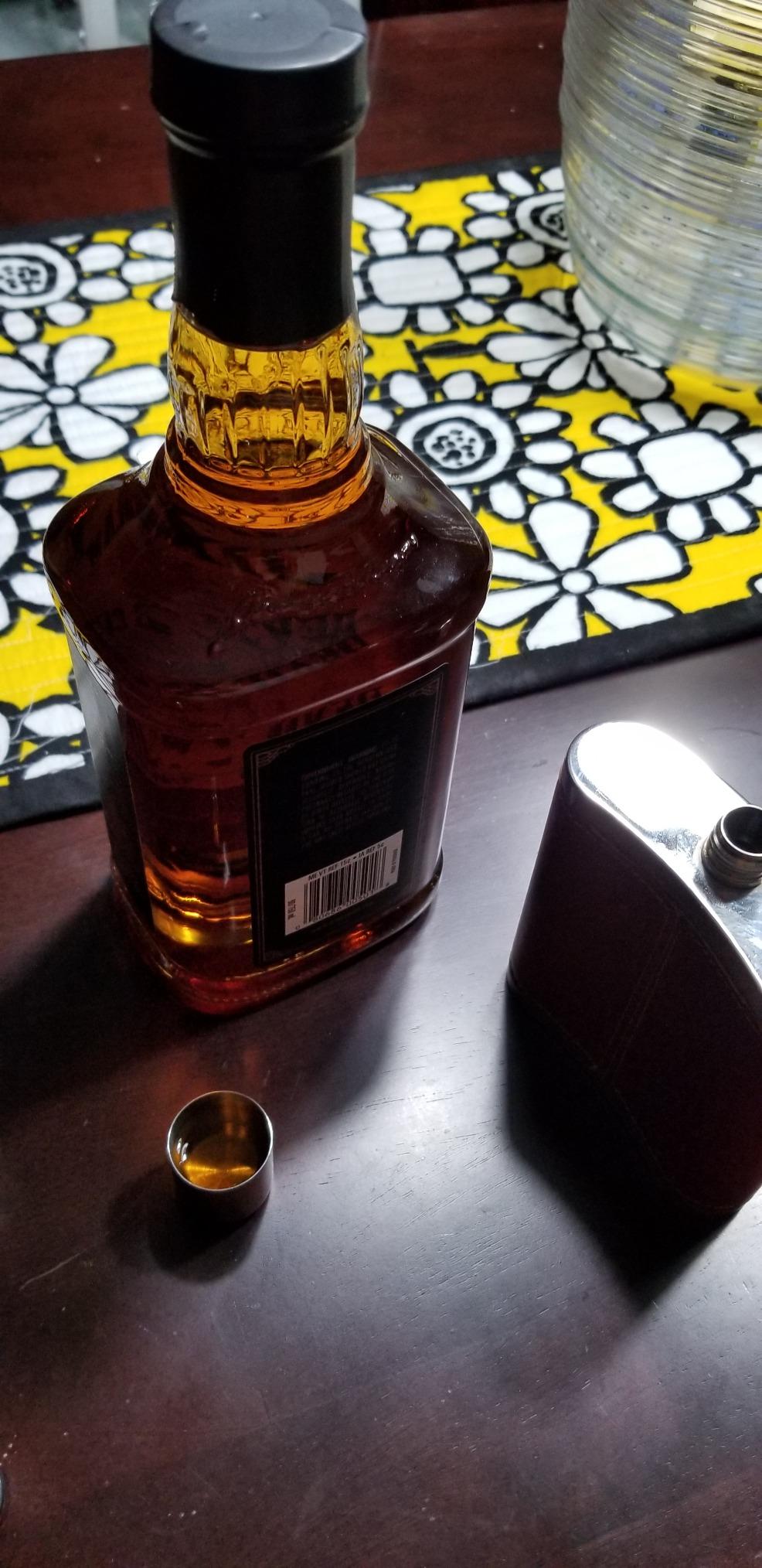GENNISSY 8oz Hip Flask for Men - 304(18/8) Stainless Steel Bourbon Whiskey Flask, Leakproof with Brown Leather Wrap - Includes Funnel & 3 Mini Cups for Dad, Gifts, Travel customer photo 1