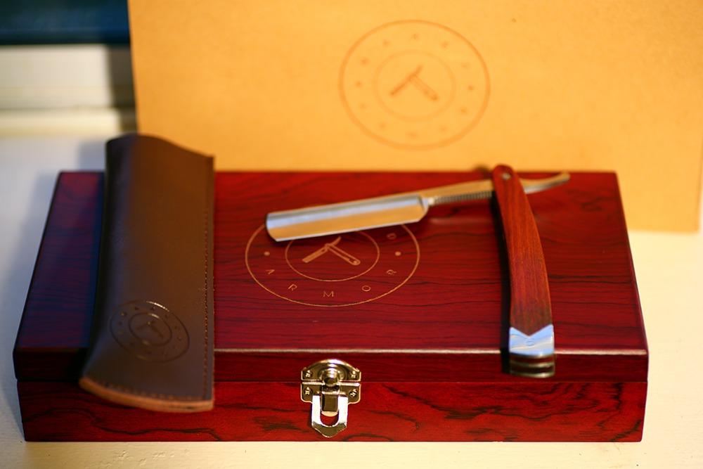 Naked Armor Solomon Straight Razor Kit - Professional Shave Ready Straight Razor Shaving Kit for Men - Japanese Carbon Steel Straight Edge Razor with Brush, Strop & Soap in Wood Gift Box (Brown) customer photo 1