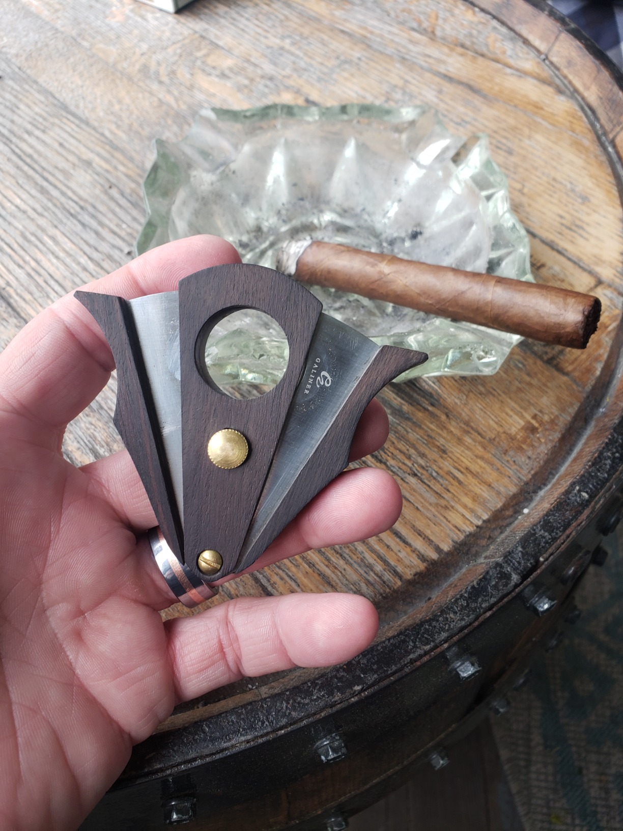 Cigar Cutter Lock System Wood Stainless Steel Double Cut Blade Cigar Guillotine Cutter in Gift Box customer photo 2