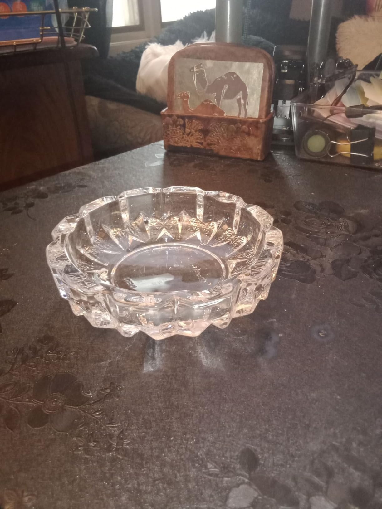 Deli Green Apple Crystal Heavy Glass Ashtray for Indoor and Outdoor Decorative, Round customer photo 2