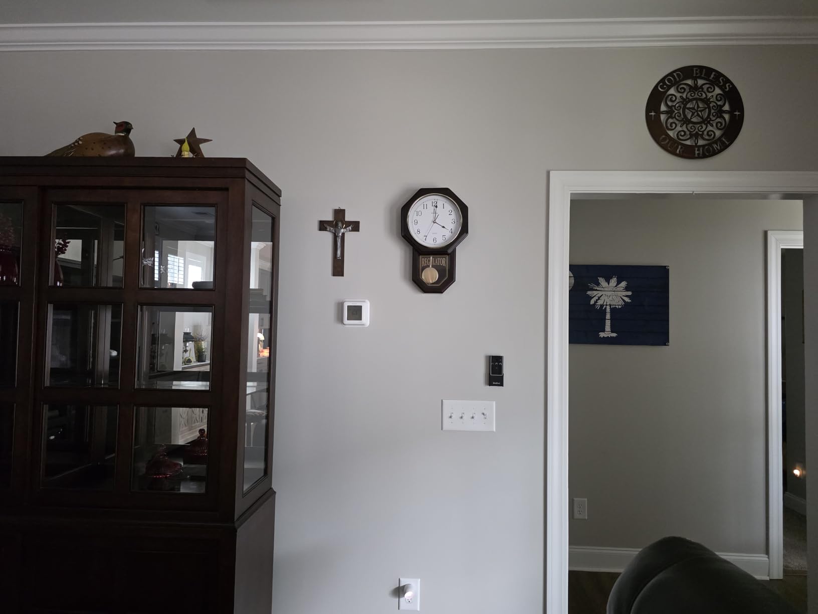 Pendulum Wall Clock - Real Wood Regulator Clock - Schoolhouse Design - Quiet, Non-Chiming, Wooden & Battery Operated - Decorative Wall Decor for Living Room, Home, Office 18x11 customer photo 2