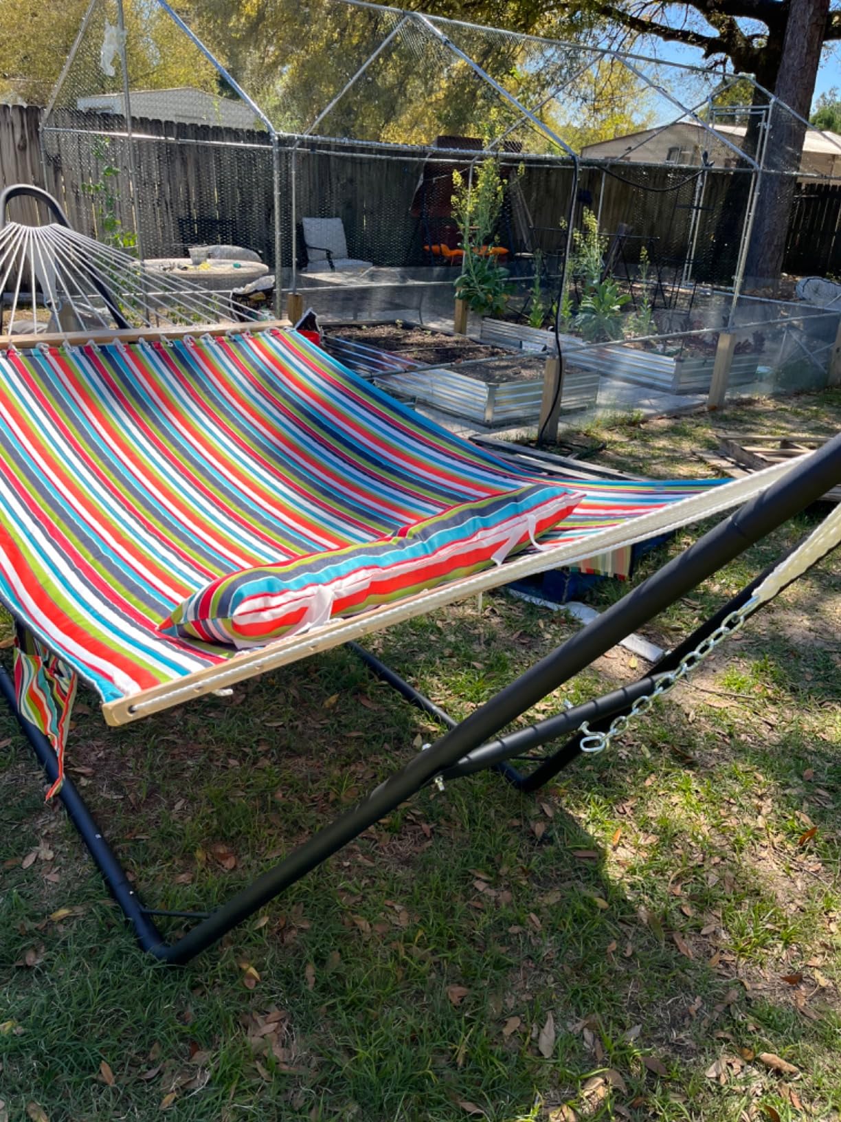 Best Choice Products Adjustable Portable Hammock Stand, Outdoor Patio Weather-Resistant Steel for 9-14ft Hammocks w/Hanging Hooks, Powder-Coated Finish, Carrying Bag, 450lb Weight Capacity customer photo 1