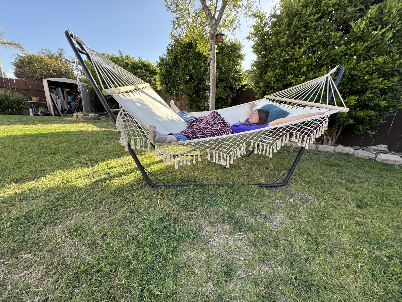 Best Choice Products Adjustable Portable Hammock Stand, Outdoor Patio Weather-Resistant Steel for 9-14ft Hammocks w/Hanging Hooks, Powder-Coated Finish, Carrying Bag, 450lb Weight Capacity customer photo 2