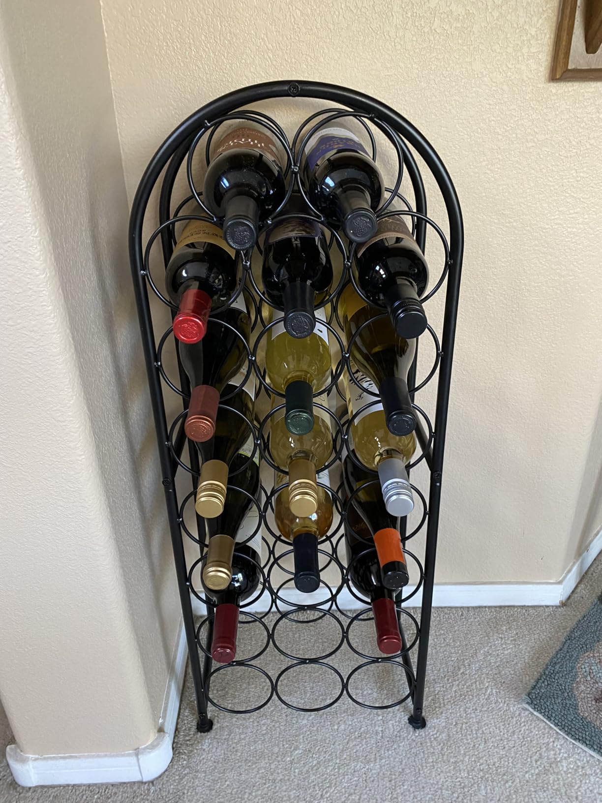 7 Bottles Freestanding Countertop Wine Rack, Metal Small Table Top Wine Rack, Drink Organizer Bottle Holder, Black customer photo 1