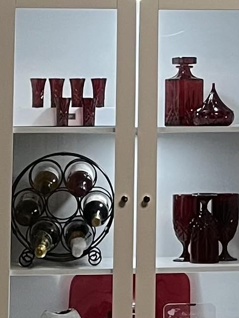 7 Bottles Freestanding Countertop Wine Rack, Metal Small Table Top Wine Rack, Drink Organizer Bottle Holder, Black customer photo 2
