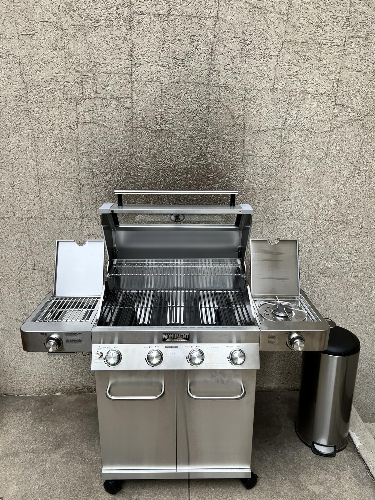 Monument Grills Larger 4+2 Burner Propane Gas Grills Stainless Steel Cabinet Style with Clearview Lid, Knob Controls, Built-In Thermometer, Infrared Side Sear Burners & Side Burners, Outdoor Use customer photo 2