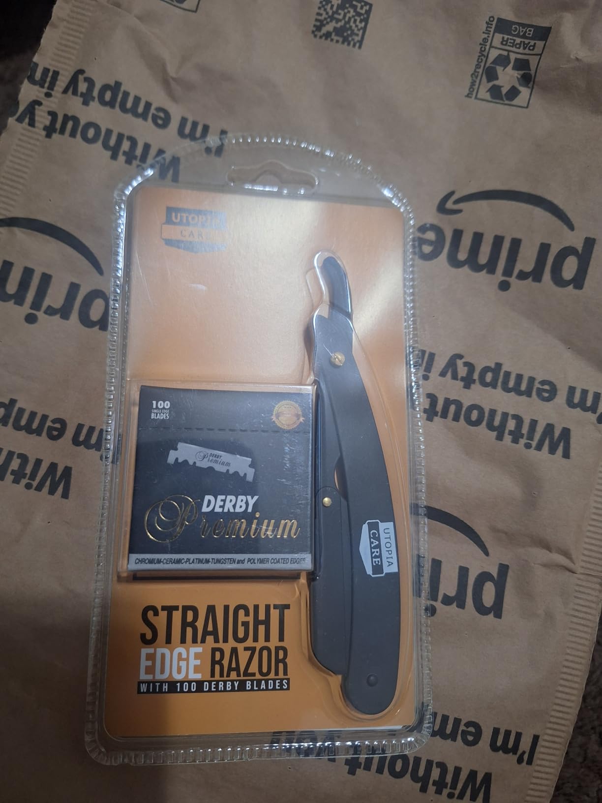 Utopia Care Professional Straight Razor for Men, Barber Straight Edge Razor Safety with 100 Pack Blades, Black customer photo 1
