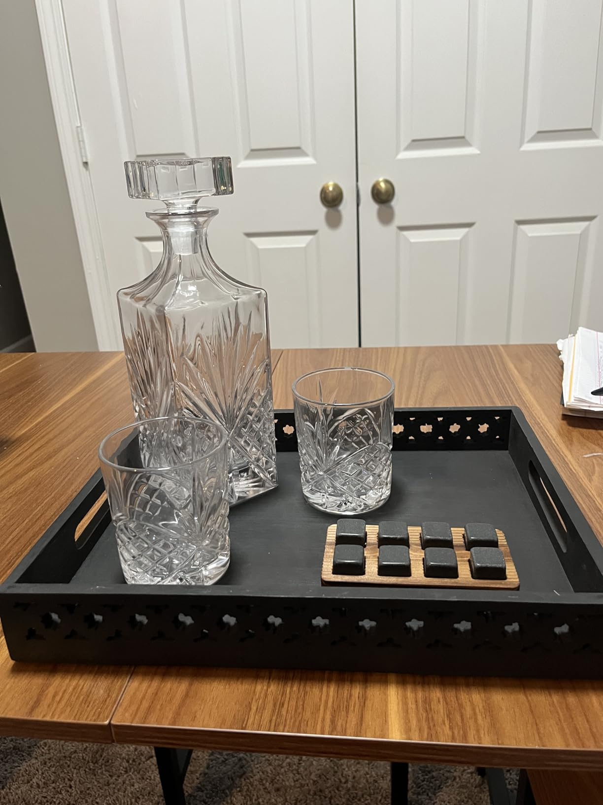 Whiskey Decanter Set with 2 Old Fashioned Whisky Glasses for Liquor Scotch Bourbon or Wine - Irish Cut customer photo 2