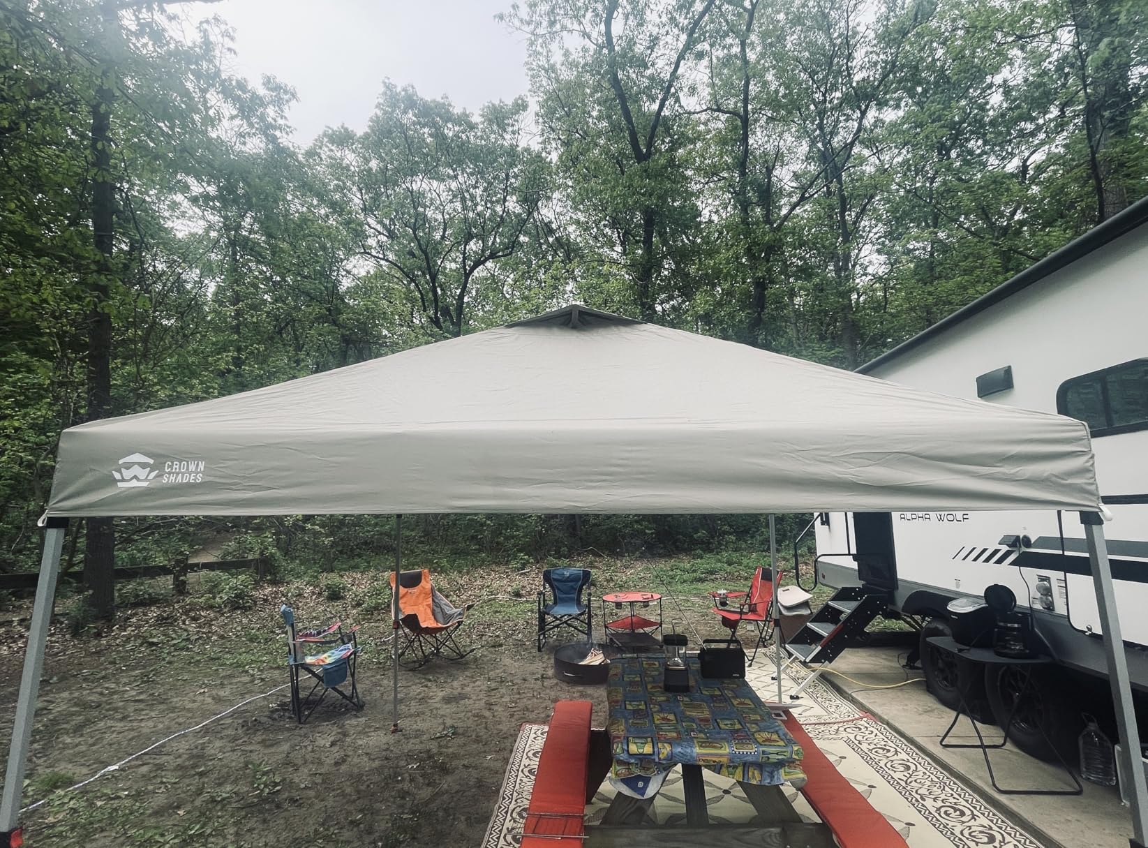 CROWN SHADES 10x10 Pop Up Canopy, Patented CenterLok One Push Tent Canopy, Newly Designed STO-N-GO Storage Bag, 8 Stakes, 4 Ropes customer photo 2