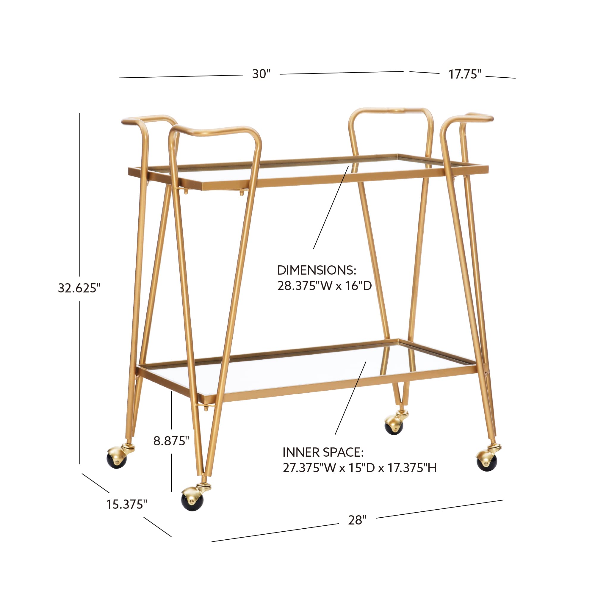 Linon Gina Mid-Century Bar Cart, Gold customer photo 2