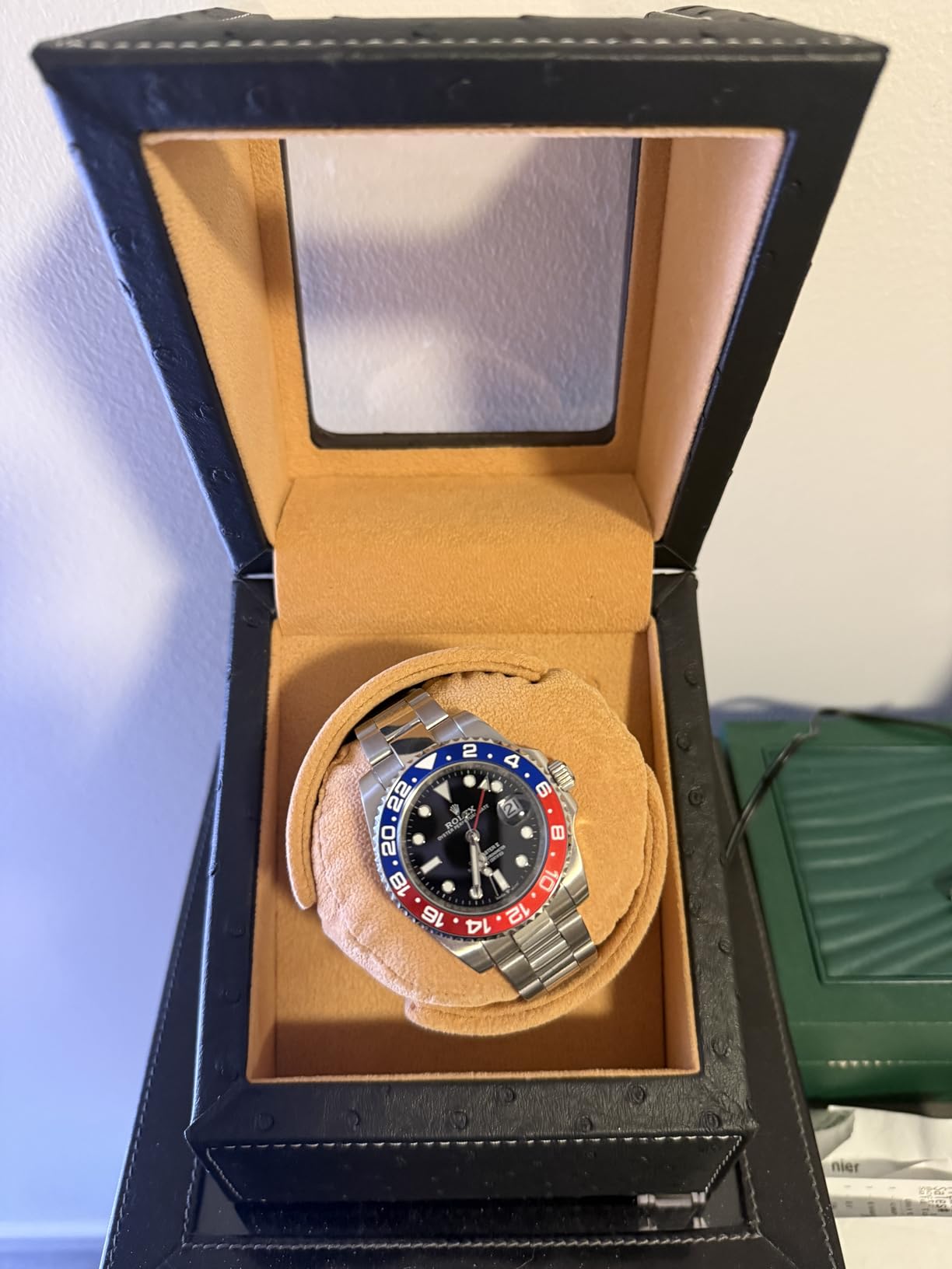 DRIKLUX Automatic Single Watch Winder for Rolex and Other Luxury Watches - Quiet Motor, Premium Black Ostrich Leather Exterior, Soft Flexible Watch Pillows customer photo 1