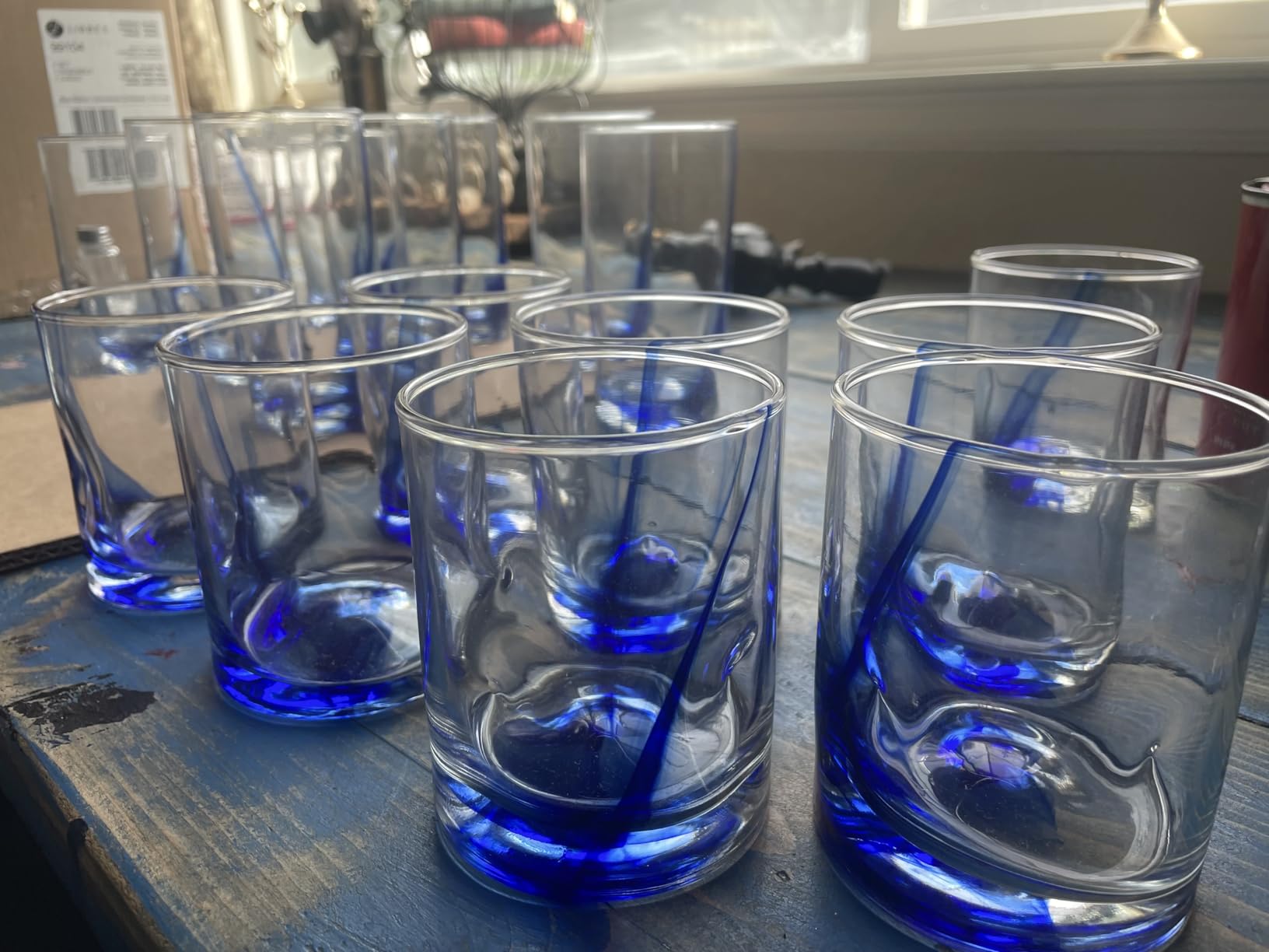 Libbey Blue Ribbon 16 Piece Tumbler and Rocks Glass Set, Infused Blue Ribbon Drinkware Glasses Set, Artisan Inspired Four-Dimple Shaped Rock Glasses, Dishwasher Safe Tumbler Glasses Set customer photo 1