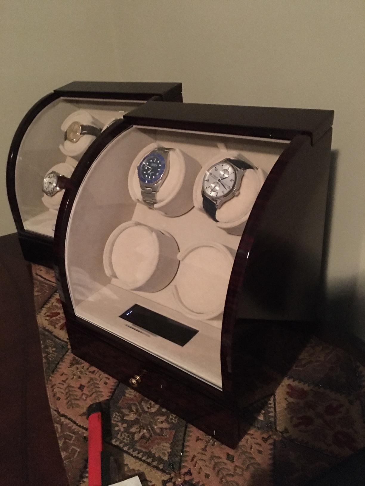 Watch Winder For 4 Watches + 3 Storage, Quiet MABUCHI Motors, LCD Display & Control Screen (Brown01) customer photo 2