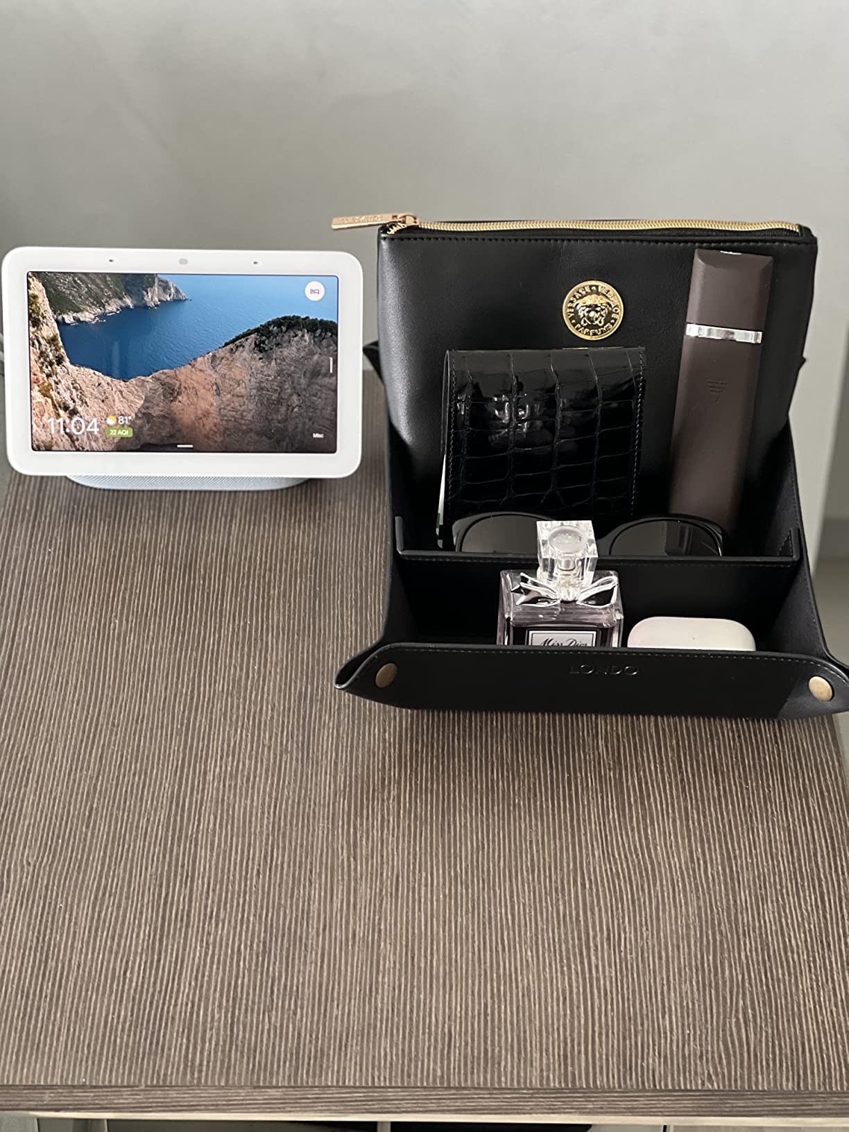 Londo PU Vegan Leather Valet Tray for Men - Catchall EDC for Keys, Wallet, Watch, AirPods - Nightstand & Entryway Tray, Snap Corners Fold Flat for Travel, 9.45 x 7.87 in, Dark Brown customer photo 2