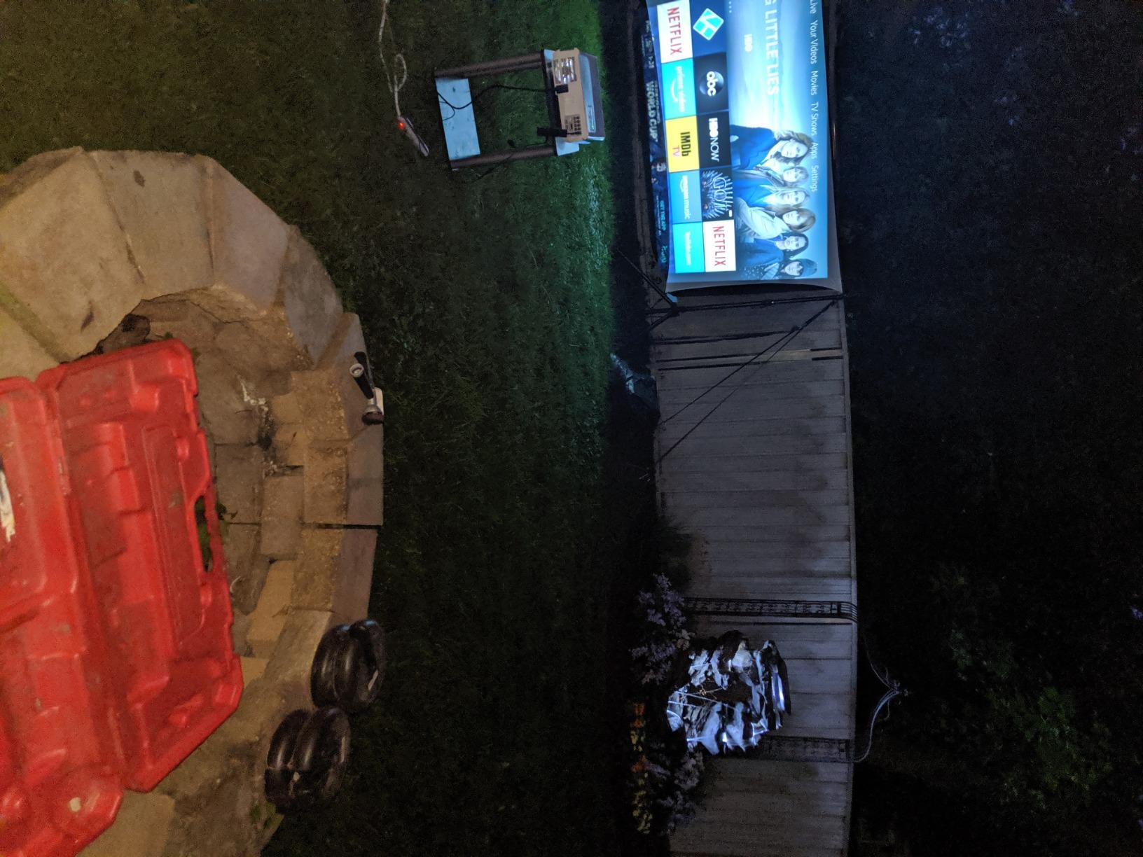 Backyard Theater Kit | Recreation Series System | 9ft Front/Rear Projection Screen with 1080p HD 4000 Lumen Projector, Sound System, Streaming Device w/WIFI (EZ-950) customer photo 2