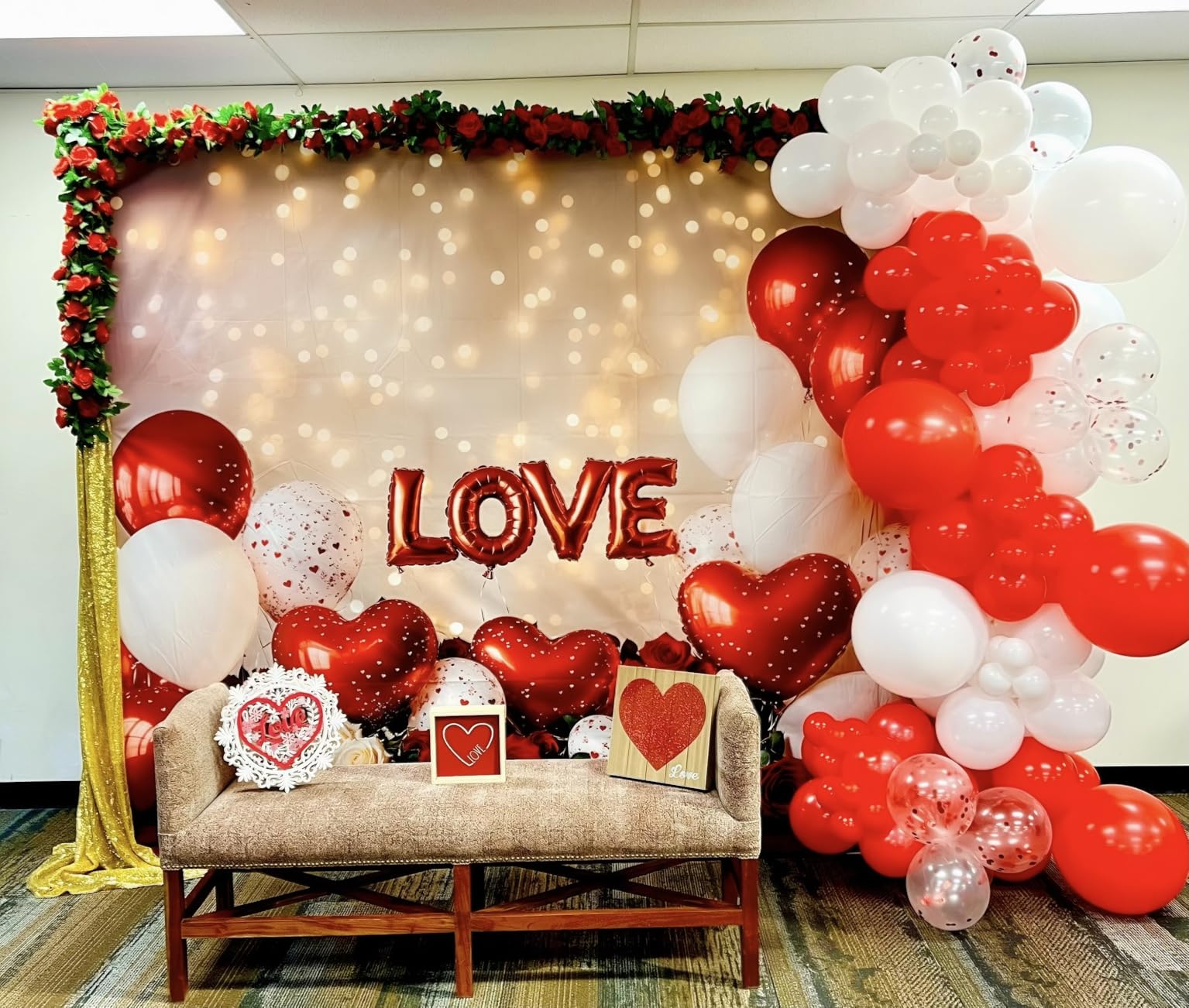 2 Pack 16FT Artificial Rose Garland Vine - Silk Fake Red Rose Flower Hanging Vine for Wedding Arch Home Wall Decor Valentine's Day Mother's Day Derby Day Party Decoration customer photo 2