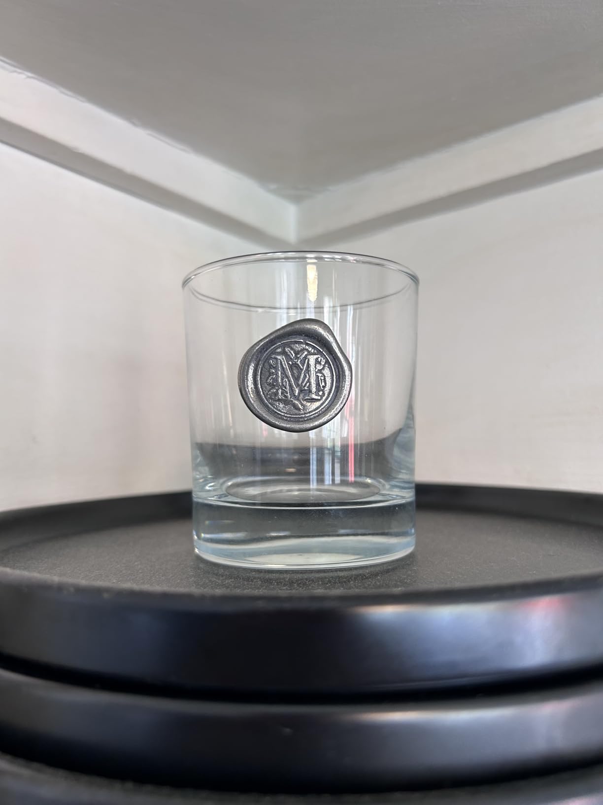 English Pewter Company 11oz Old Fashioned Whiskey Rocks Glass With Monogram Initial customer photo 1