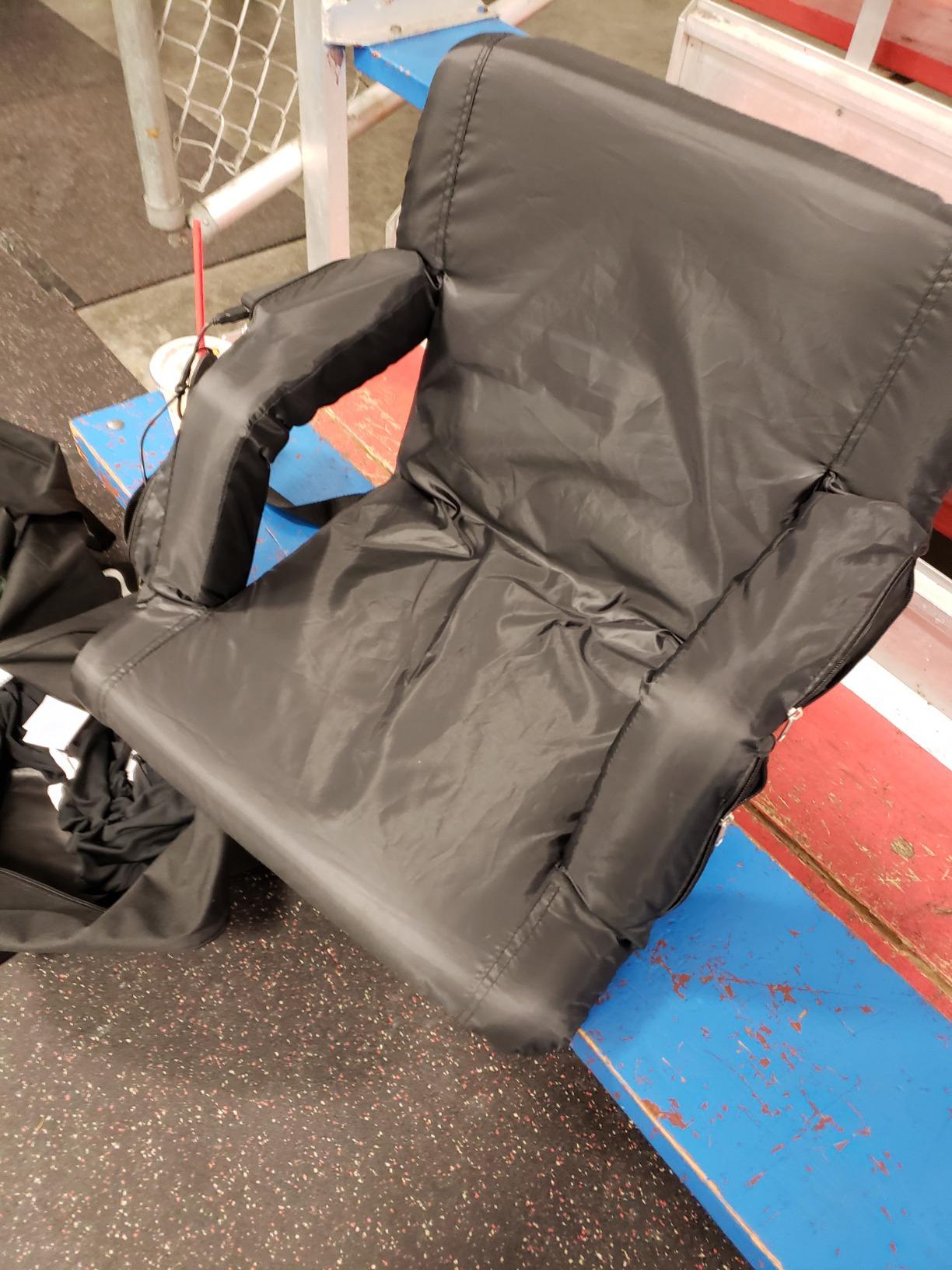 POP Design The Original Hot Seat, Portable Heated Stadium Seat for Bleachers, Reclining Arm and Back Support, Thick Cushion (USB Battery Not Included) customer photo 1