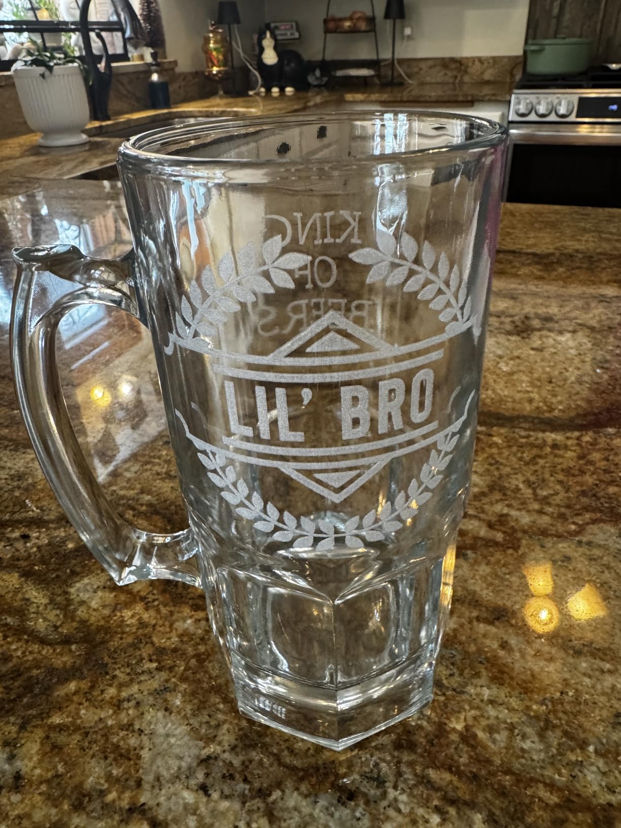 Personalized Fathers Day Etched Glass Beer Mug for Gifting (16oz) - Customizable Dad Monogram and Text Glass Mugs - Custom Father Tankard Style Mugs - Novelty Beer Gifts for Men Halpert customer photo 1