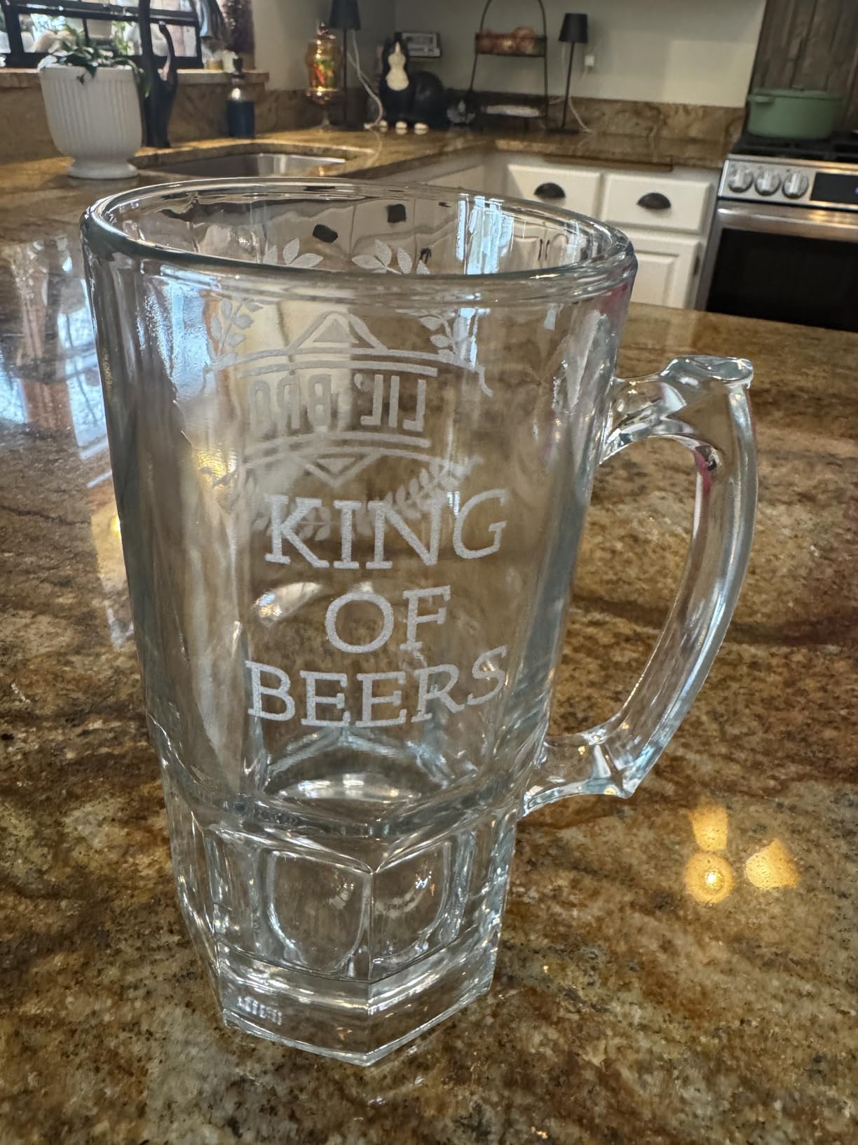 Personalized Fathers Day Etched Glass Beer Mug for Gifting (16oz) - Customizable Dad Monogram and Text Glass Mugs - Custom Father Tankard Style Mugs - Novelty Beer Gifts for Men Halpert customer photo 2