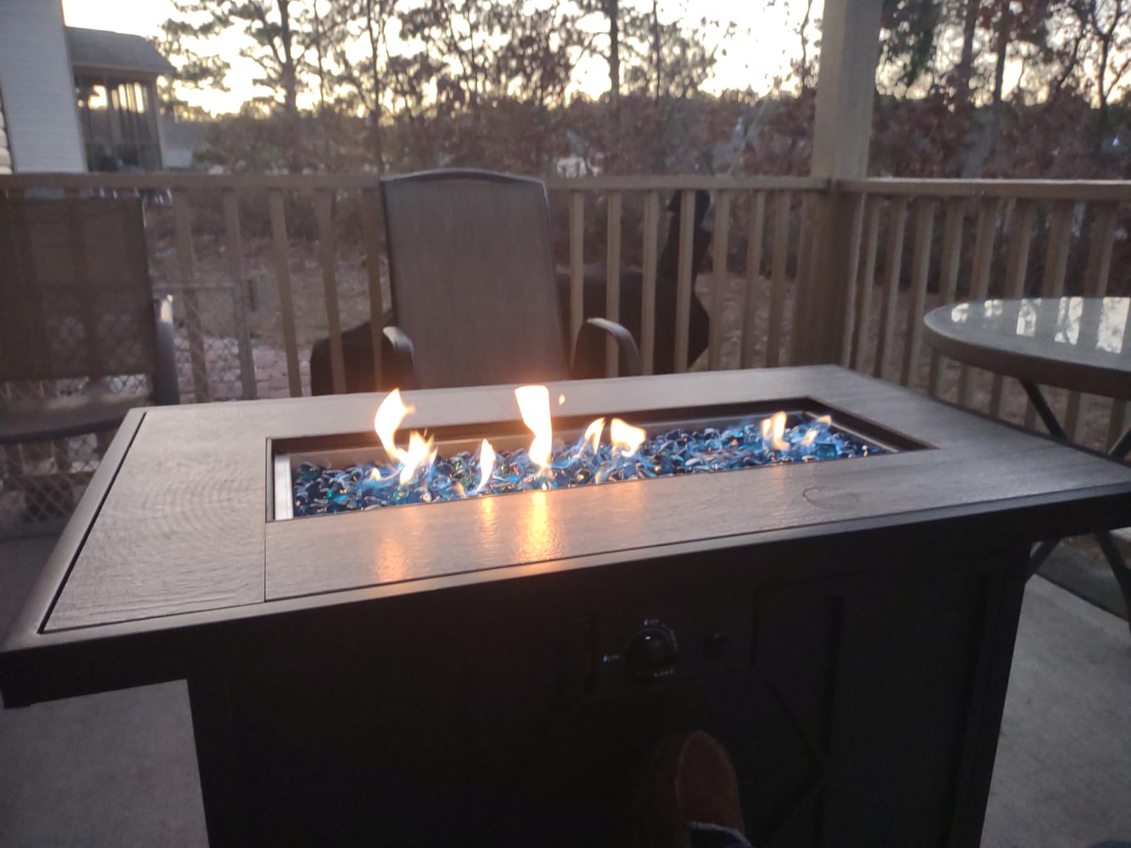BALI OUTDOORS 42 inch Propane Fire Pit Patio Outdoor Fire Pit Table Large Black Firepits for Outside Rectangular customer photo 2